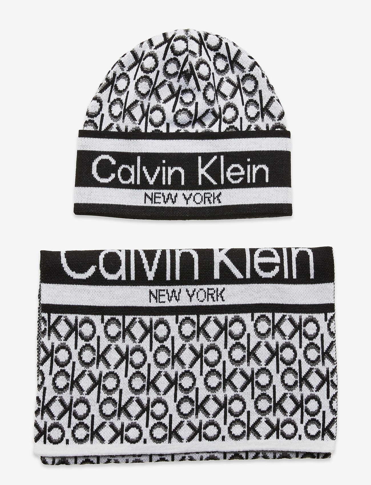 Calvin Klein - BEANIE + SCARF J 30X180 - black mono mix - 0