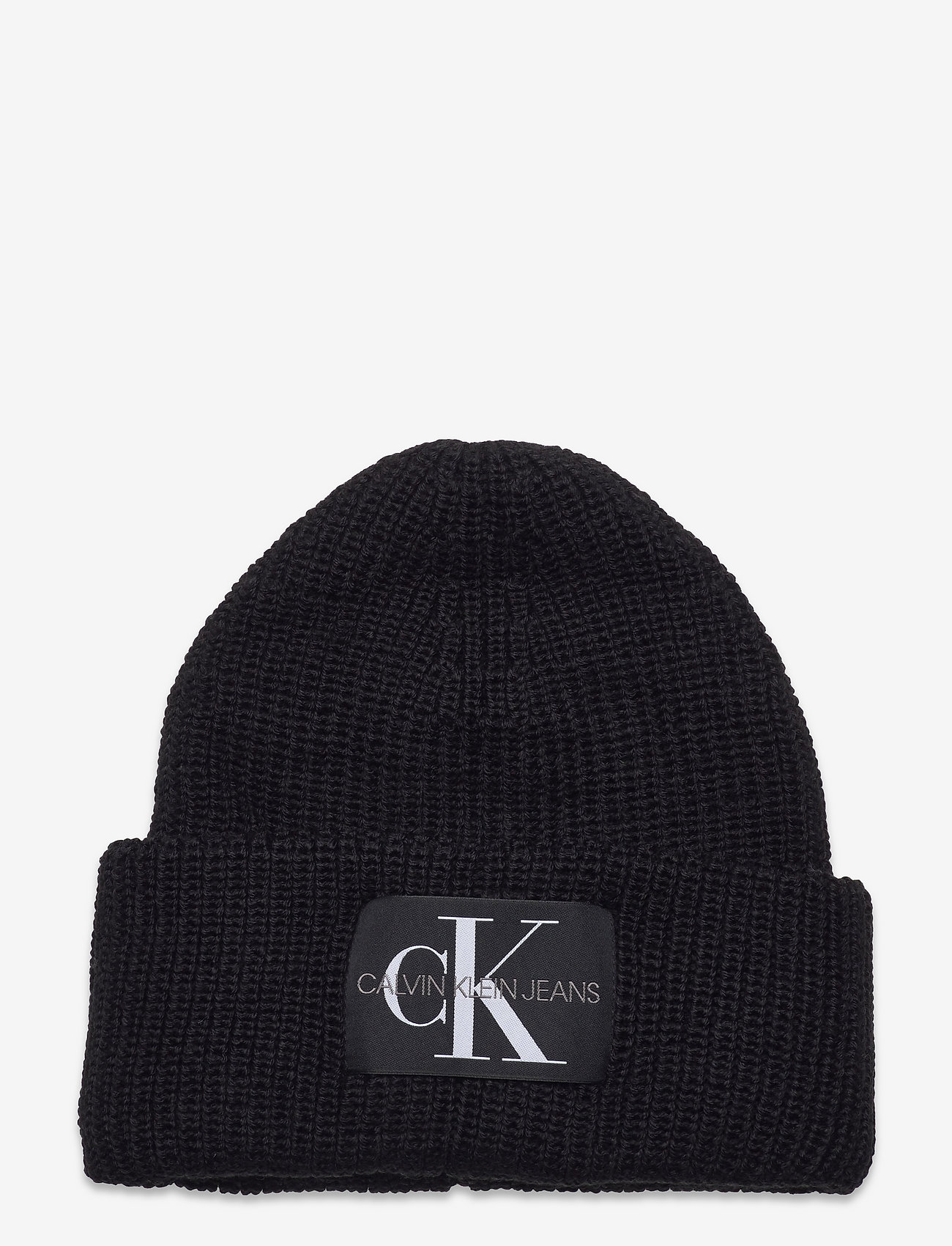 Calvin Klein - MONOLOGO PATCH BEANIE - kepurės - black - 0