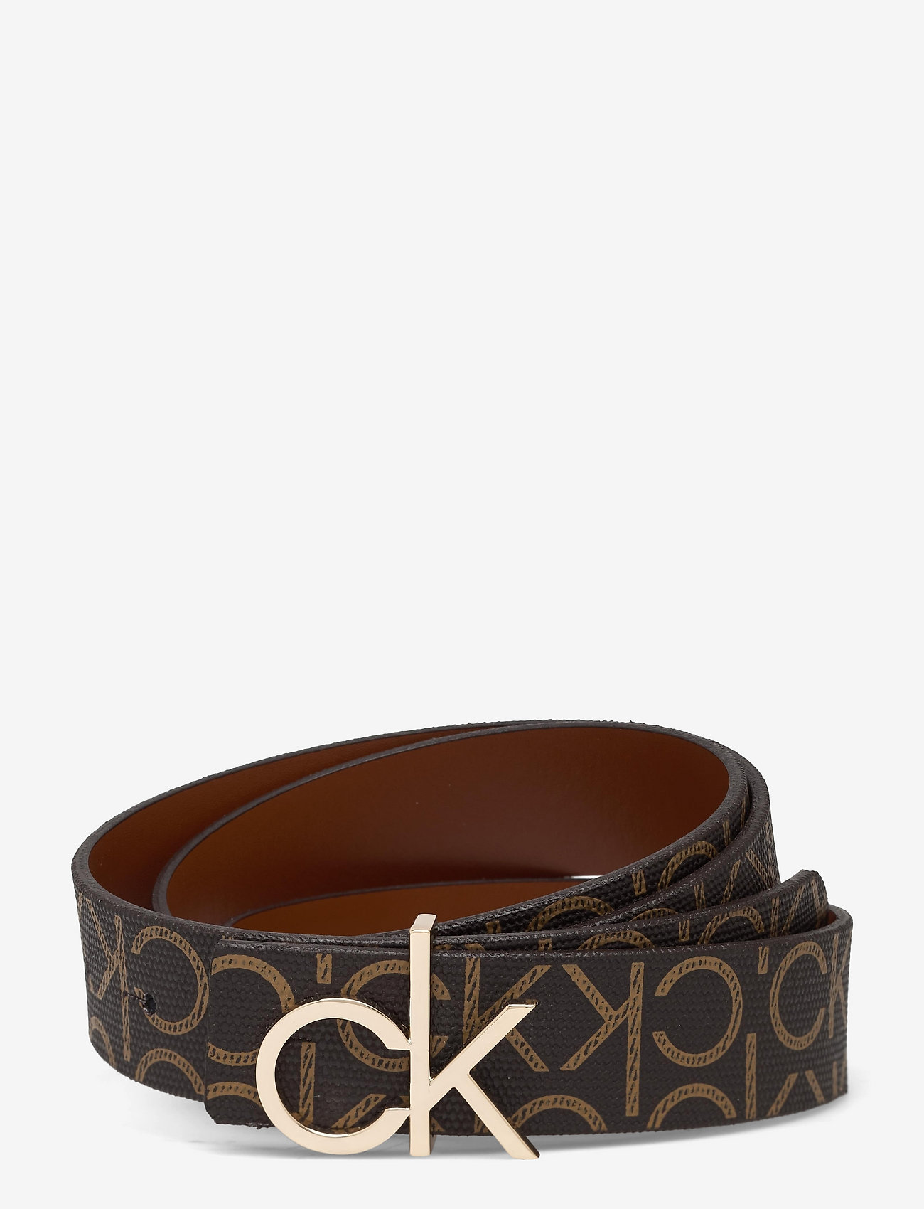 Calvin Klein - MONO MIX CK LOGO REV BELT 30MM - brown mono / caramel - 0