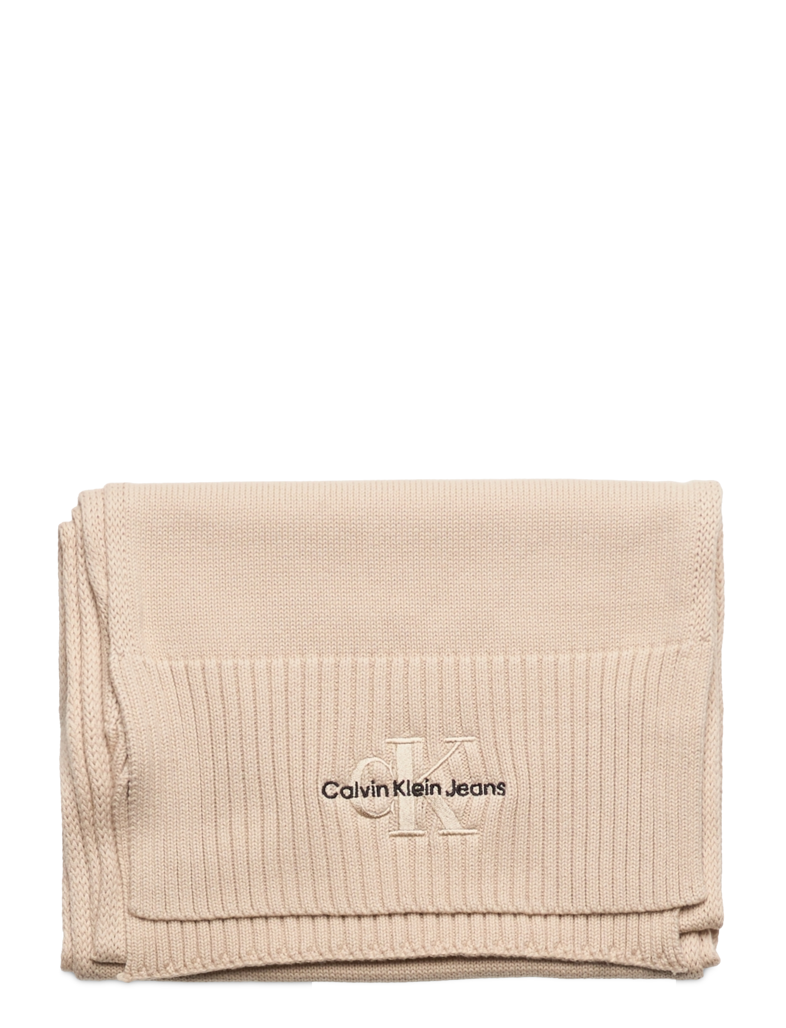Calvin Klein - MONOLOGO EMBRO KNIT SCARF - ivory - 1