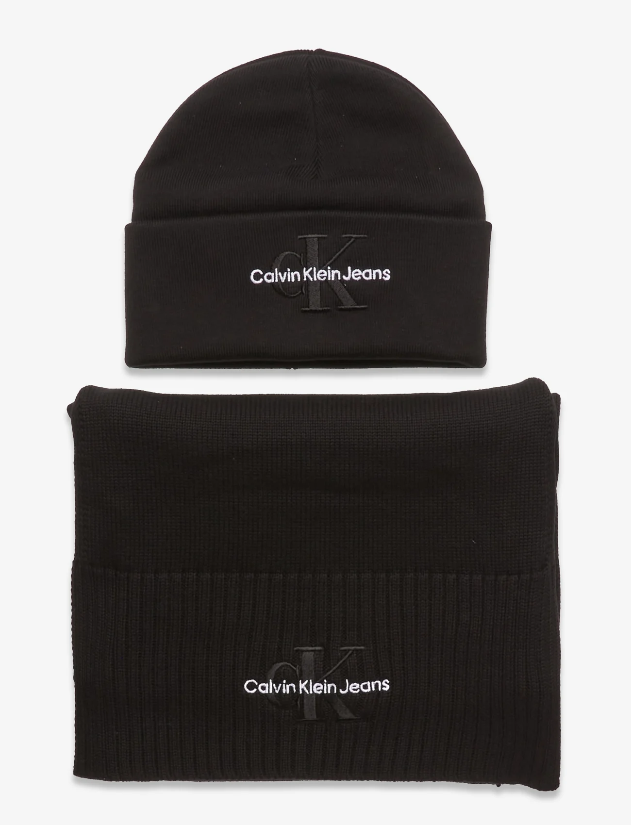 Calvin Klein - GIFTING LOGO BEANIE/SCARF - czapki i kapelusze - black - 0