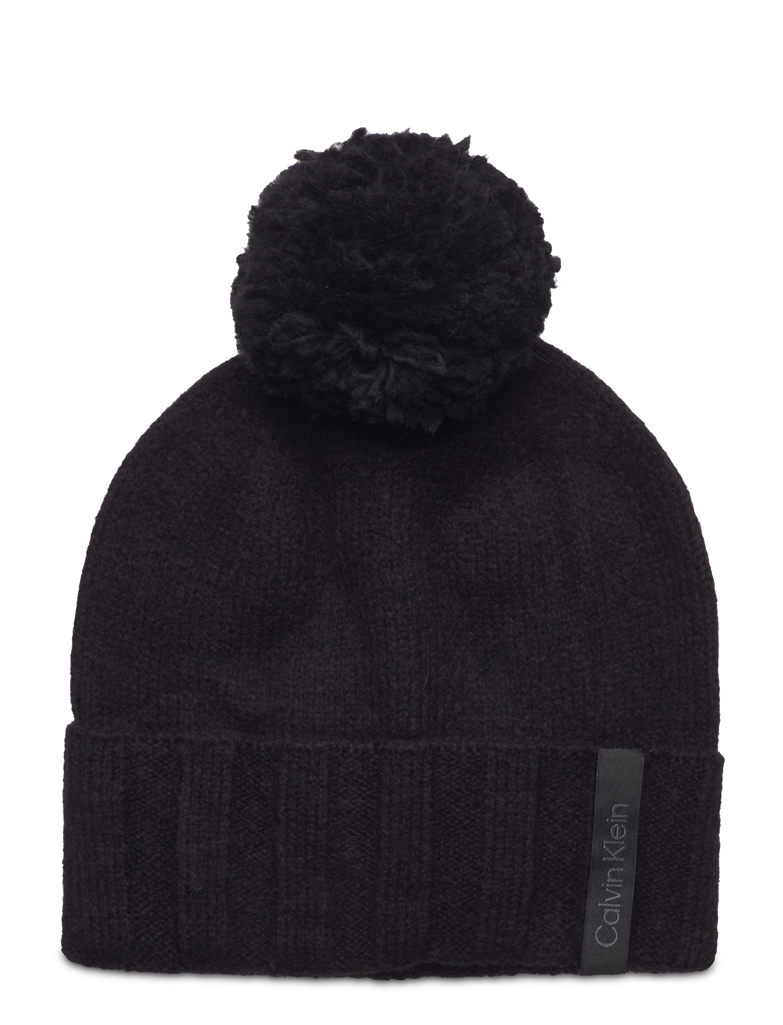 LABEL DEFINE RIB BEANIE W/POMPOM - CK BLACK
