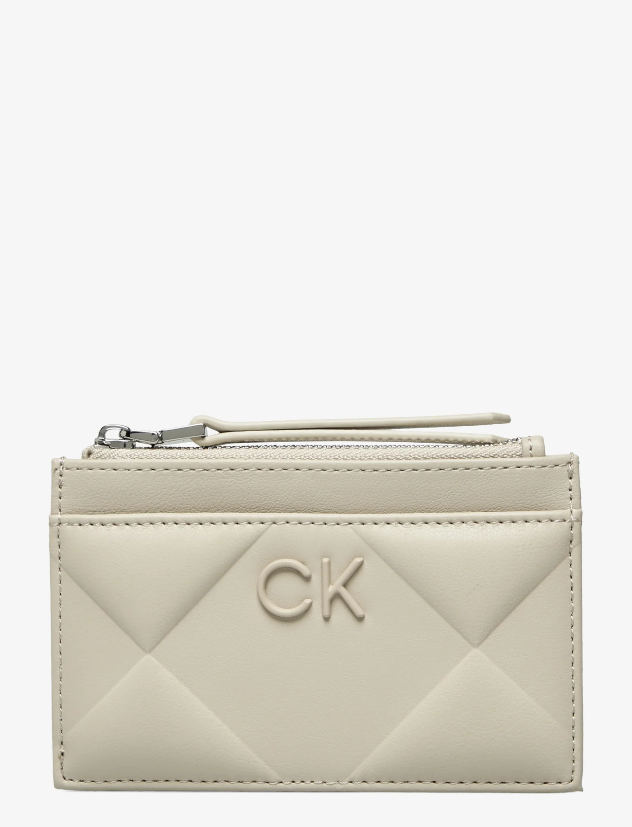Calvin Klein - QUILT CARDHOLDER WITH ZIP - kortelių dėklai - stoney beige - 0