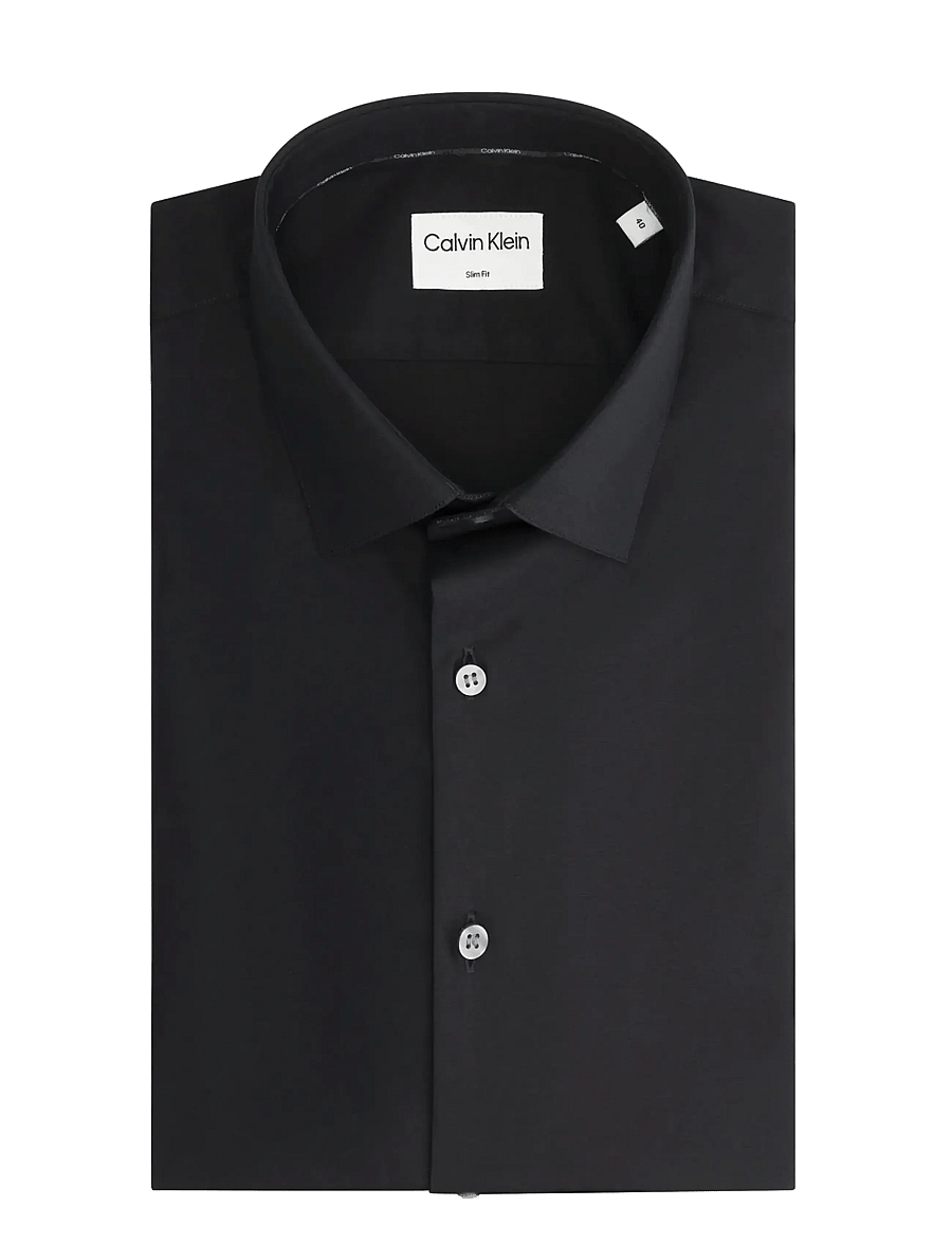Calvin Klein - SLIM ESNTL POPLIN NOS STR SLD - kostymskjortor - black - 2