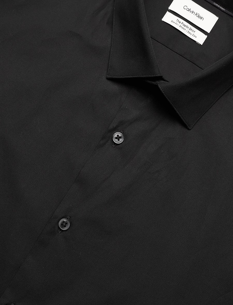 Calvin Klein - SLIM ESNTL POPLIN NOS STR SLD - kostymskjortor - black - 4