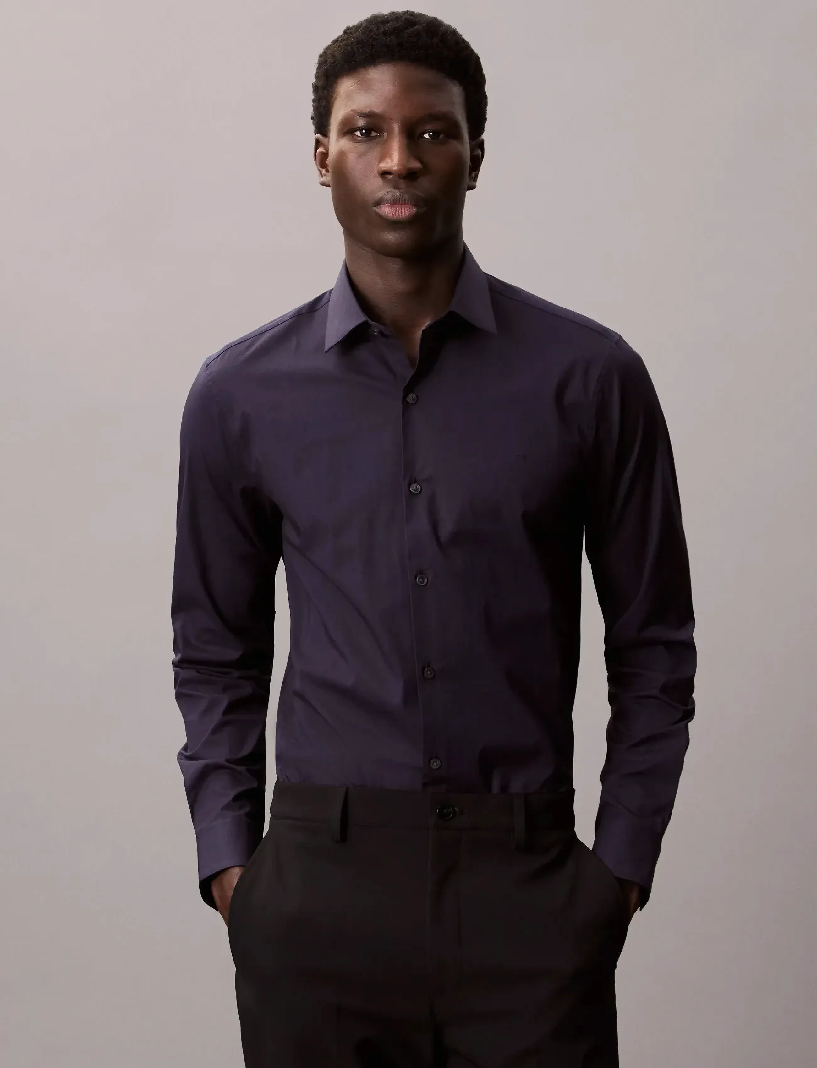 Calvin Klein SLIM ESNTL POPLIN NOS STR SLD - Skjorter - NIGHT SKY / navy