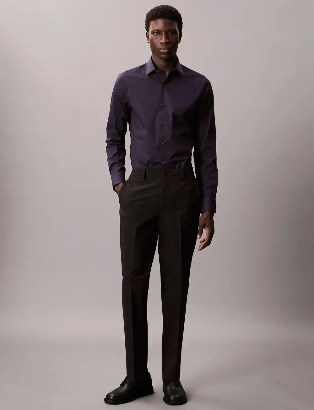 Calvin Klein - SLIM ESNTL POPLIN NOS STR SLD - formelle hemden - night sky - 2