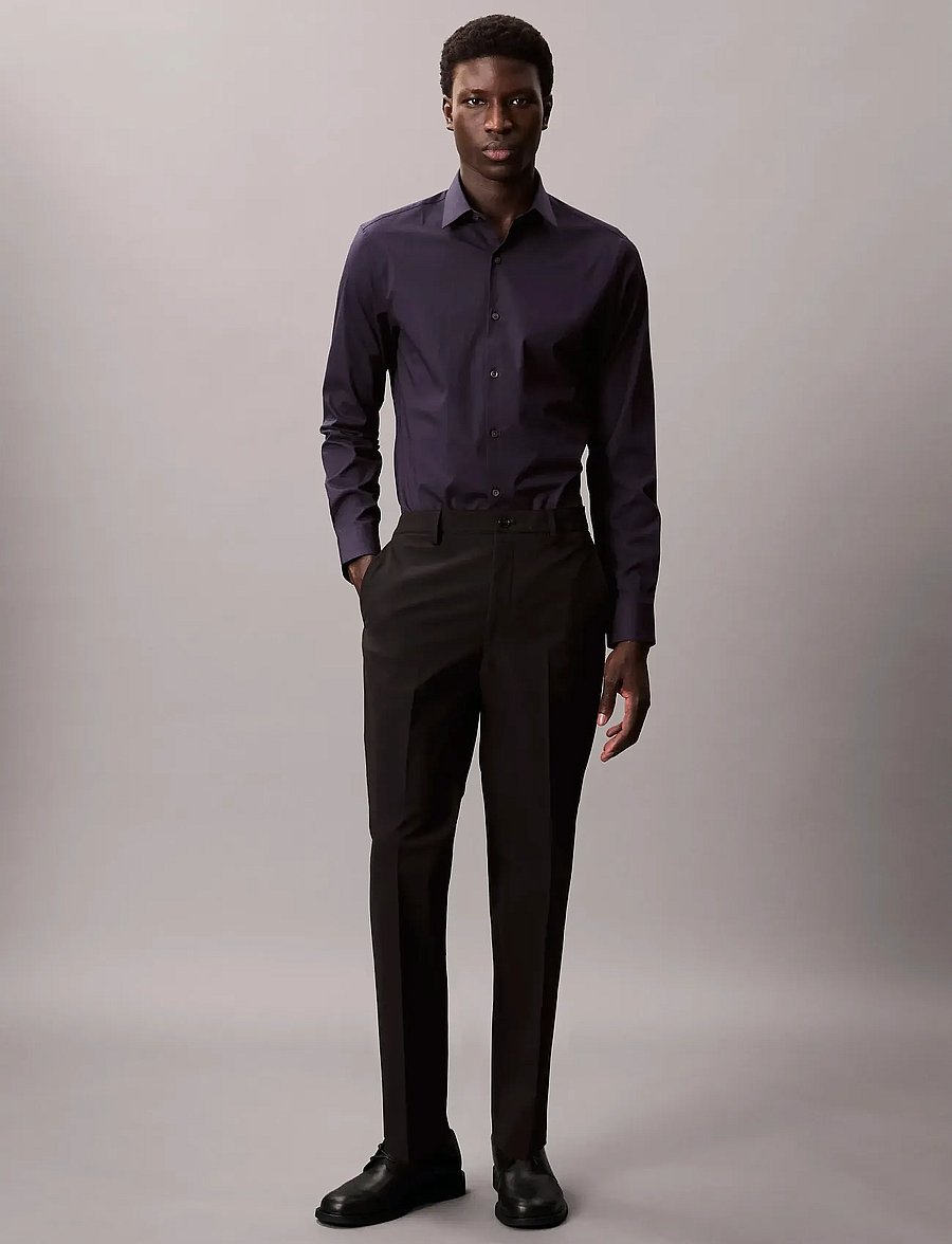 Calvin Klein - SLIM ESNTL POPLIN NOS STR SLD - kostymskjortor - night sky - 2