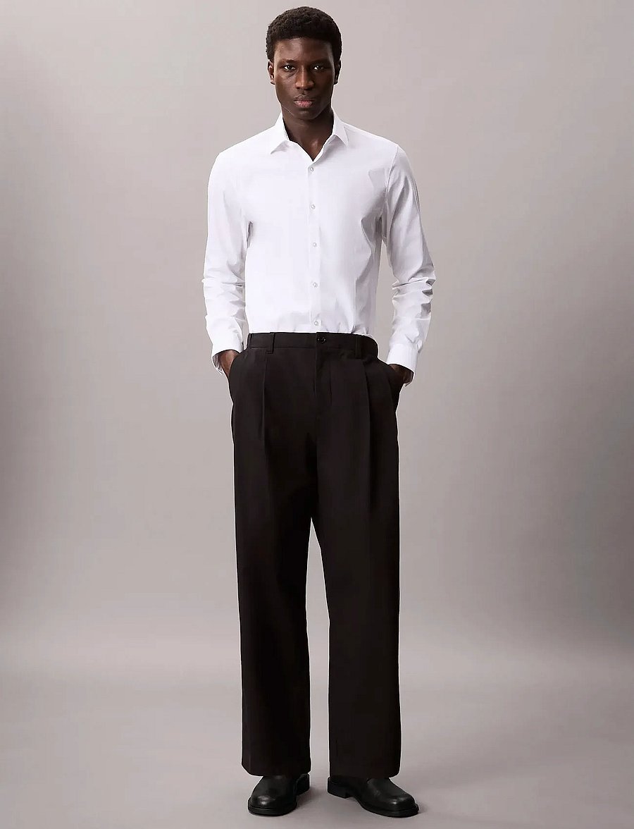 Calvin Klein - SLIM ESNTL POPLIN NOS STR SLD - kostymskjortor - white - 2