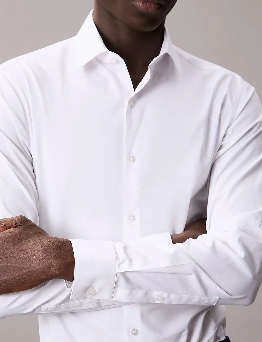 Calvin Klein - SLIM ESNTL POPLIN NOS STR SLD - kostymskjortor - white - 5