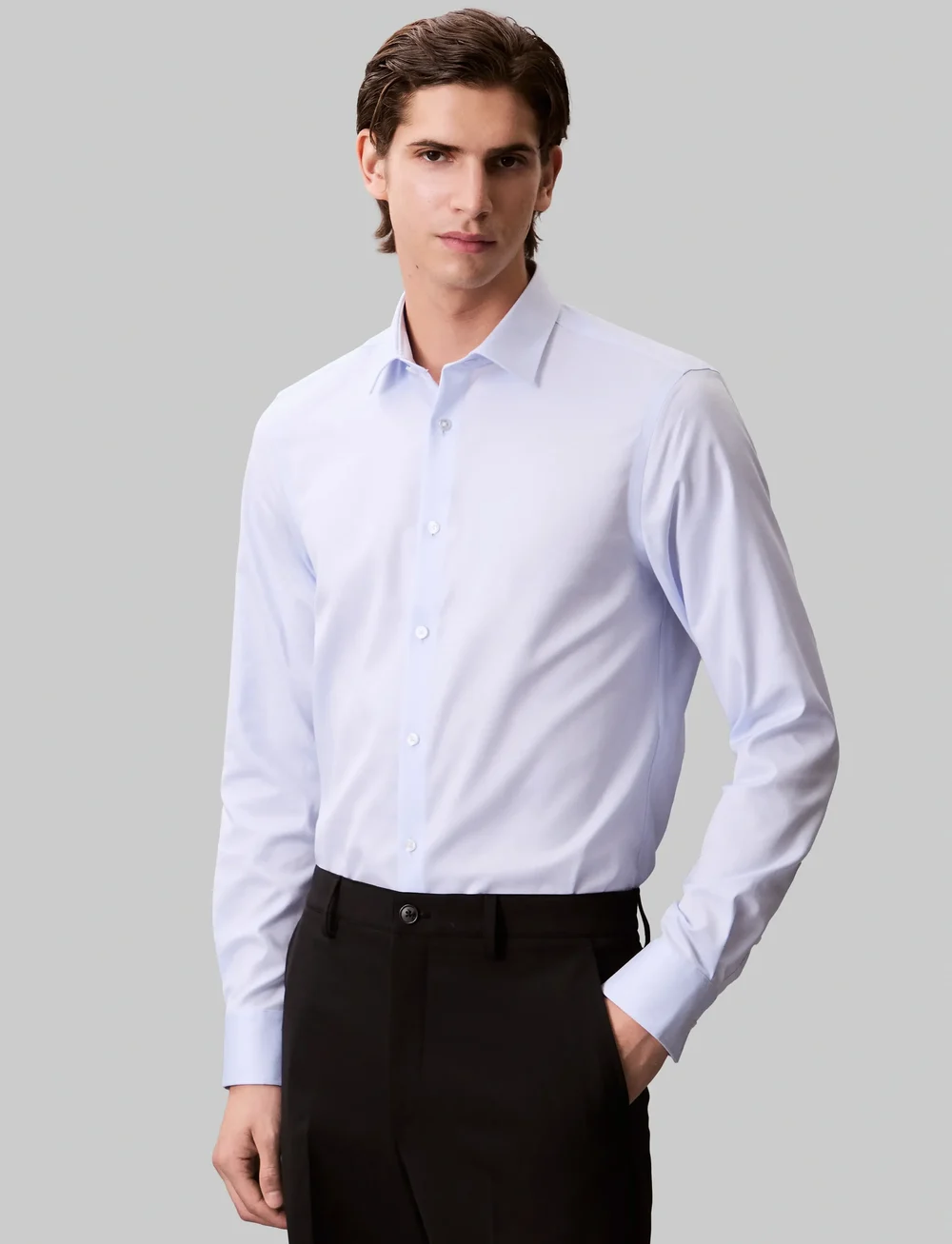 Calvin Klein - SLIM REF CTN STR SLD - pidulikud särgid - blue - 0