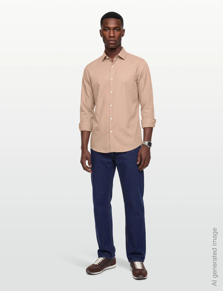 Calvin Klein - SLIM SFT SEASNL COMF SLD - formal shirts - tan - 0