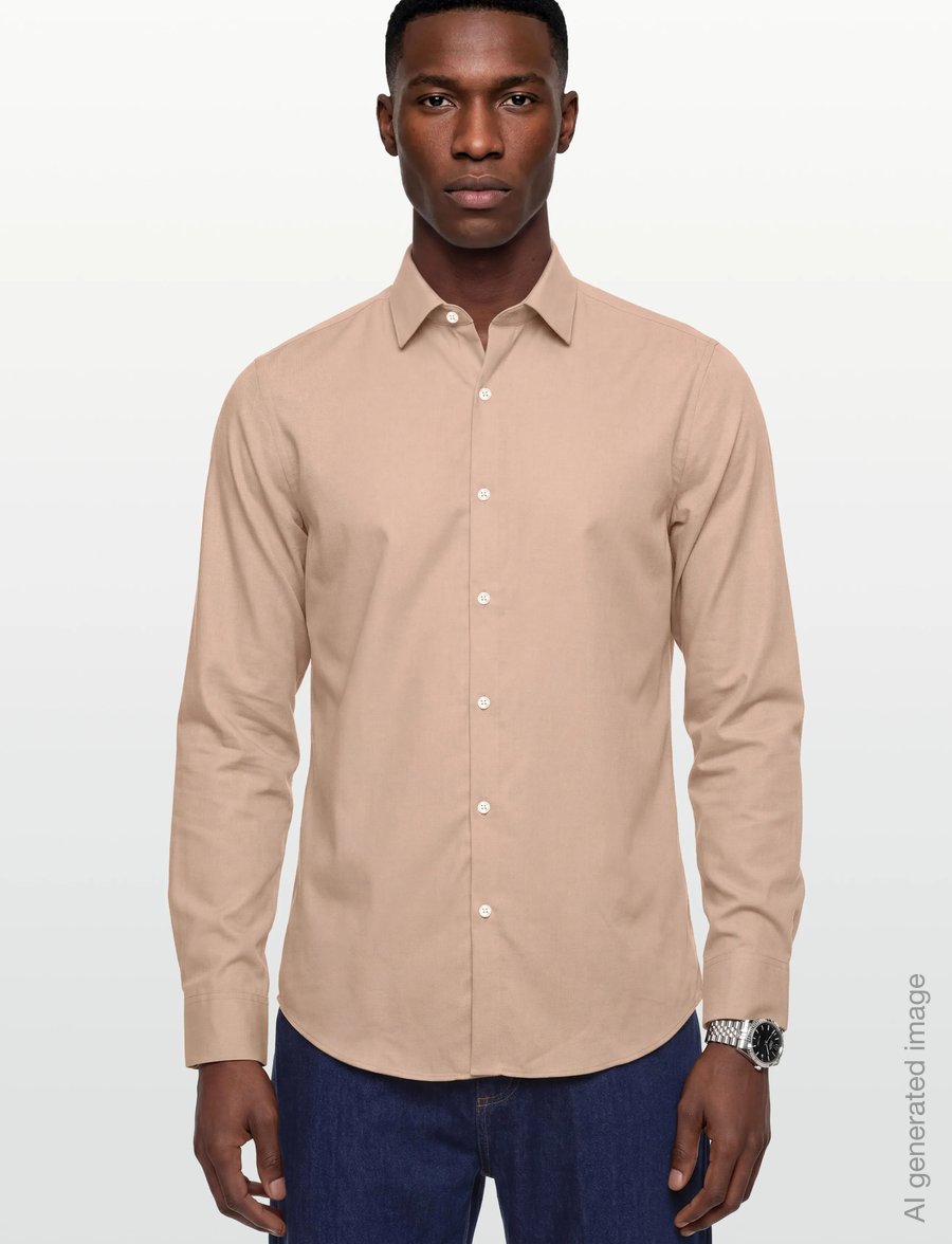 Calvin Klein - SLIM SFT SEASNL COMF SLD - formal shirts - tan - 3
