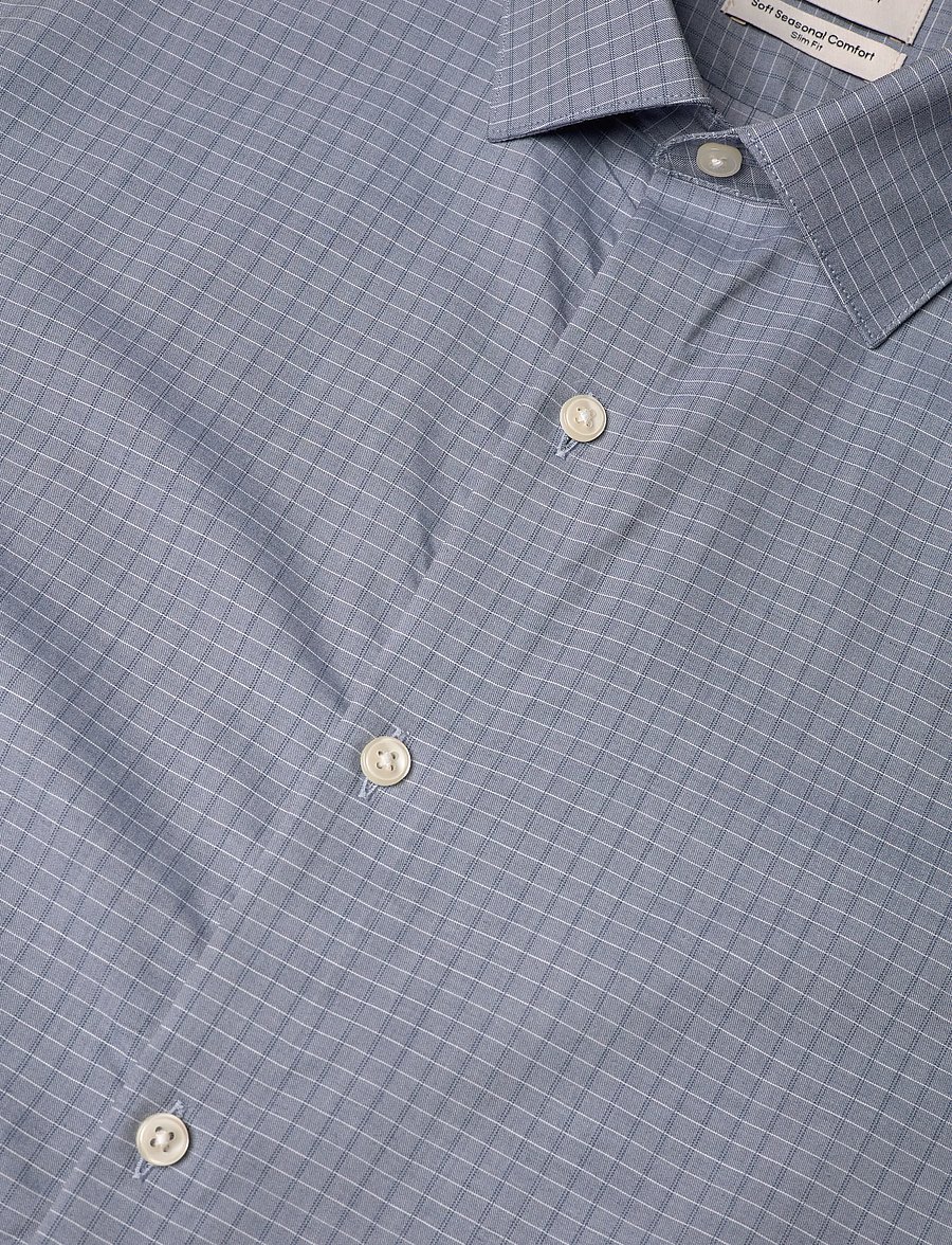 Calvin Klein - SLIM SFT SEASNL COMF CHK - checkered shirts - steel blue - 3