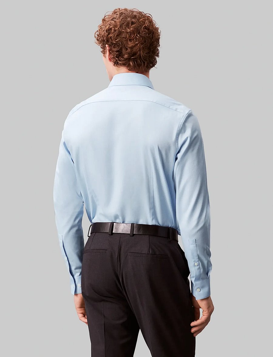 Calvin Klein - SLIM ESNTL POPLIN STR SLD - kostymskjortor - blue - 2