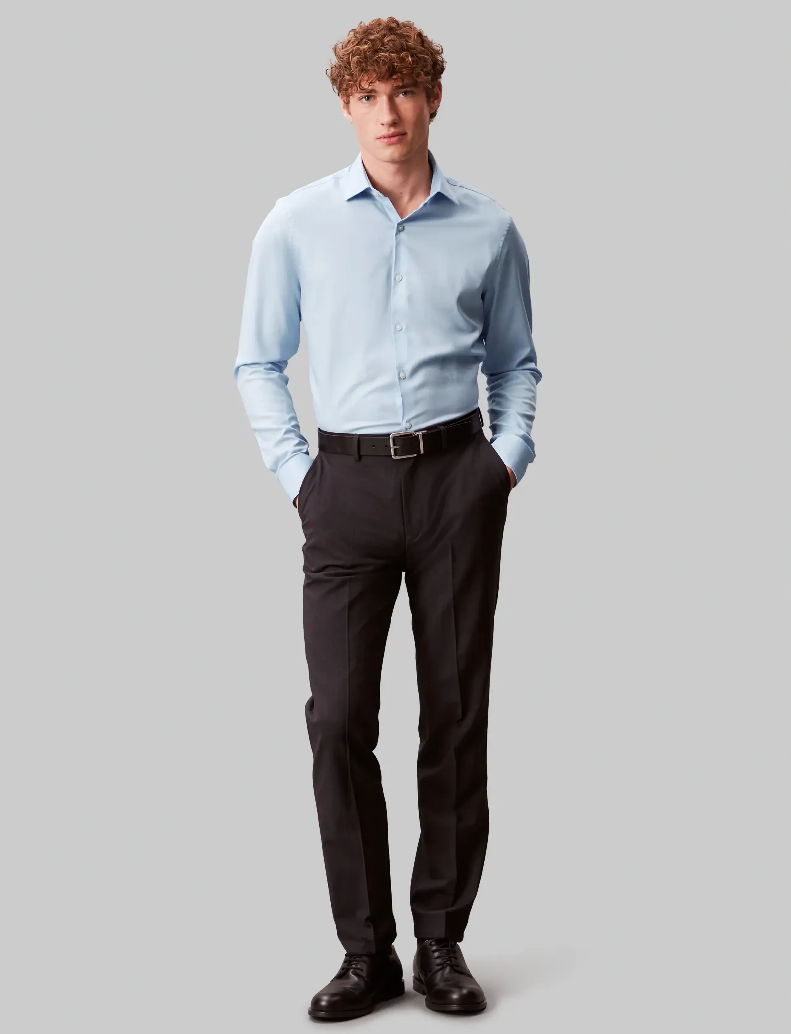 Calvin Klein - SLIM ESNTL POPLIN STR SLD - formelle hemden - blue - 3
