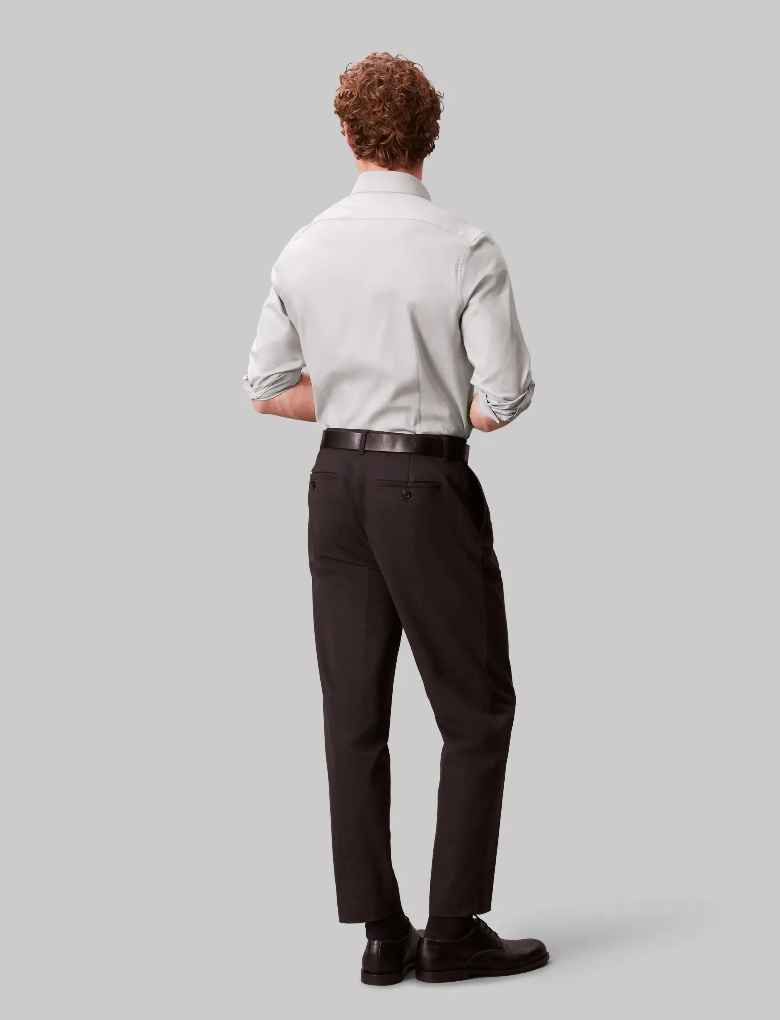 Calvin Klein - SLIM ESNTL POPLIN STR SLD - kostymskjortor - grey - 2