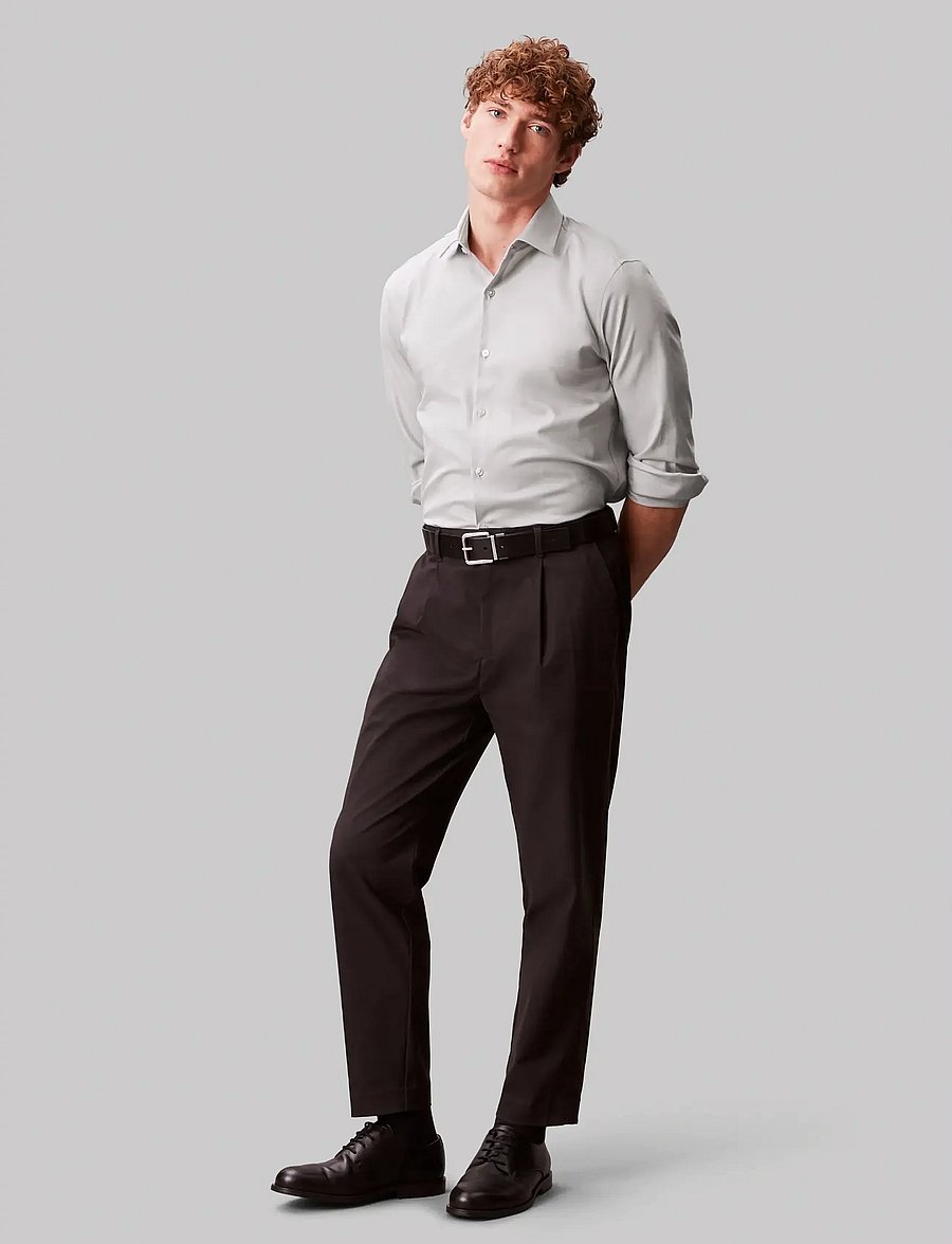 Calvin Klein - SLIM ESNTL POPLIN STR SLD - formal shirts - grey - 4