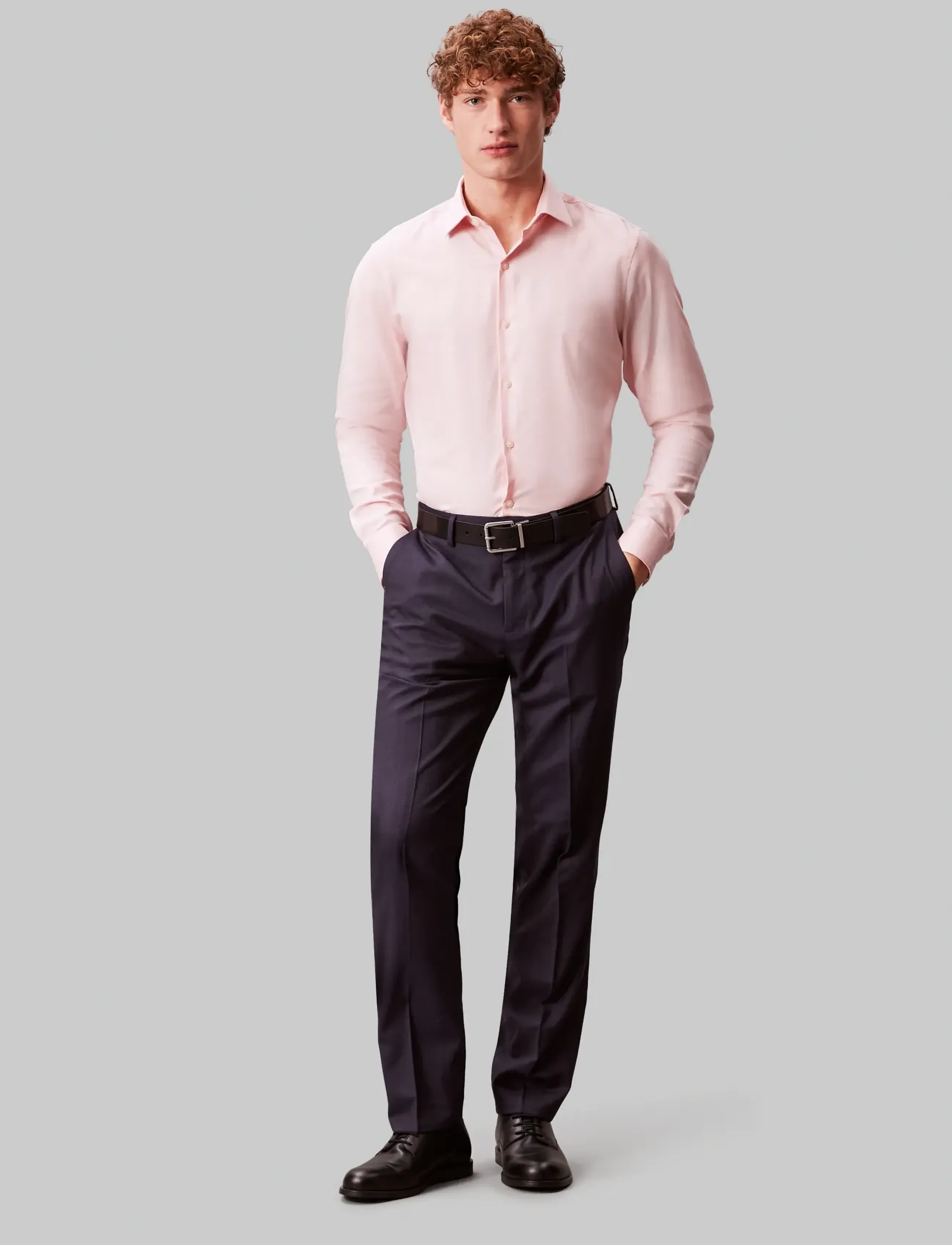 Calvin Klein Slim Esntl Poplin Str Sld, 42, Shirts, Rosa - Business Männerswear