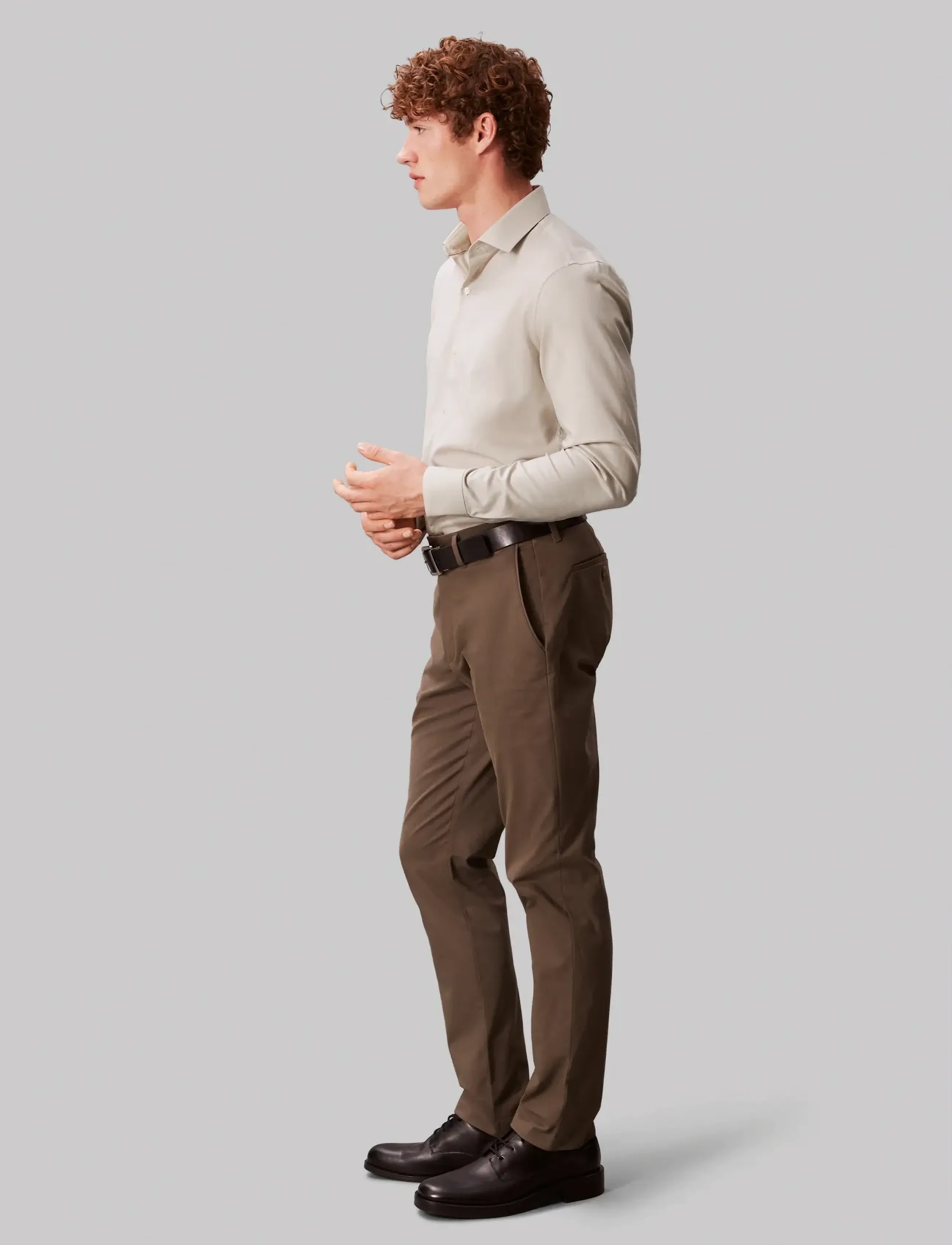 Calvin Klein - SLIM ESNTL POPLIN STR SLD - formal shirts - taupe - 4
