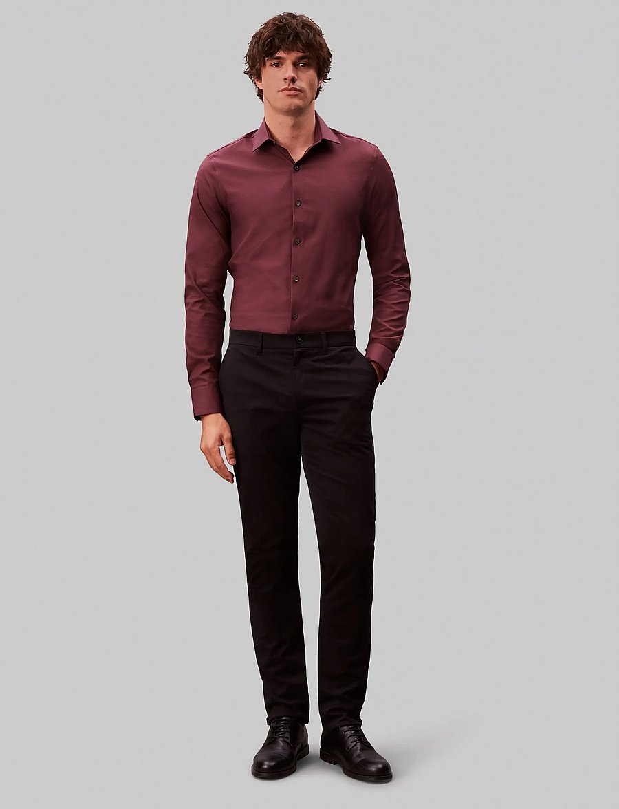 Calvin Klein - SLIM STR COLLAR SLD - formelle hemden - burgundy - 0