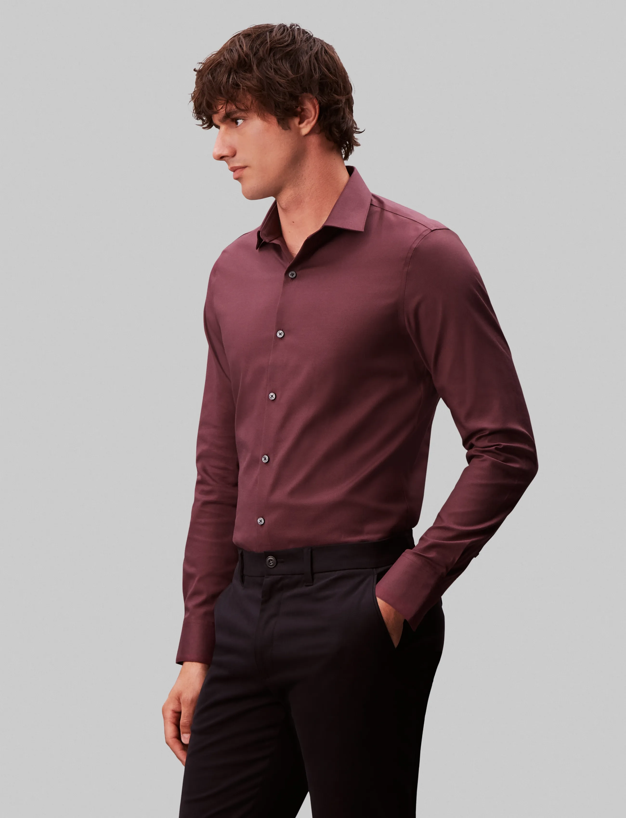 Calvin Klein - SLIM STR COLLAR SLD - formelle hemden - burgundy - 4