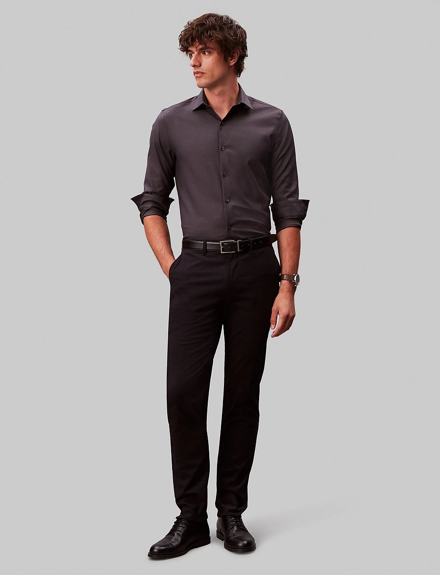 Calvin Klein - SLIM STR COLLAR SLD - ametlikud särgid - charcoal - 3