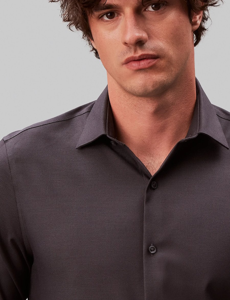 Calvin Klein - SLIM STR COLLAR SLD - ametlikud särgid - charcoal - 4