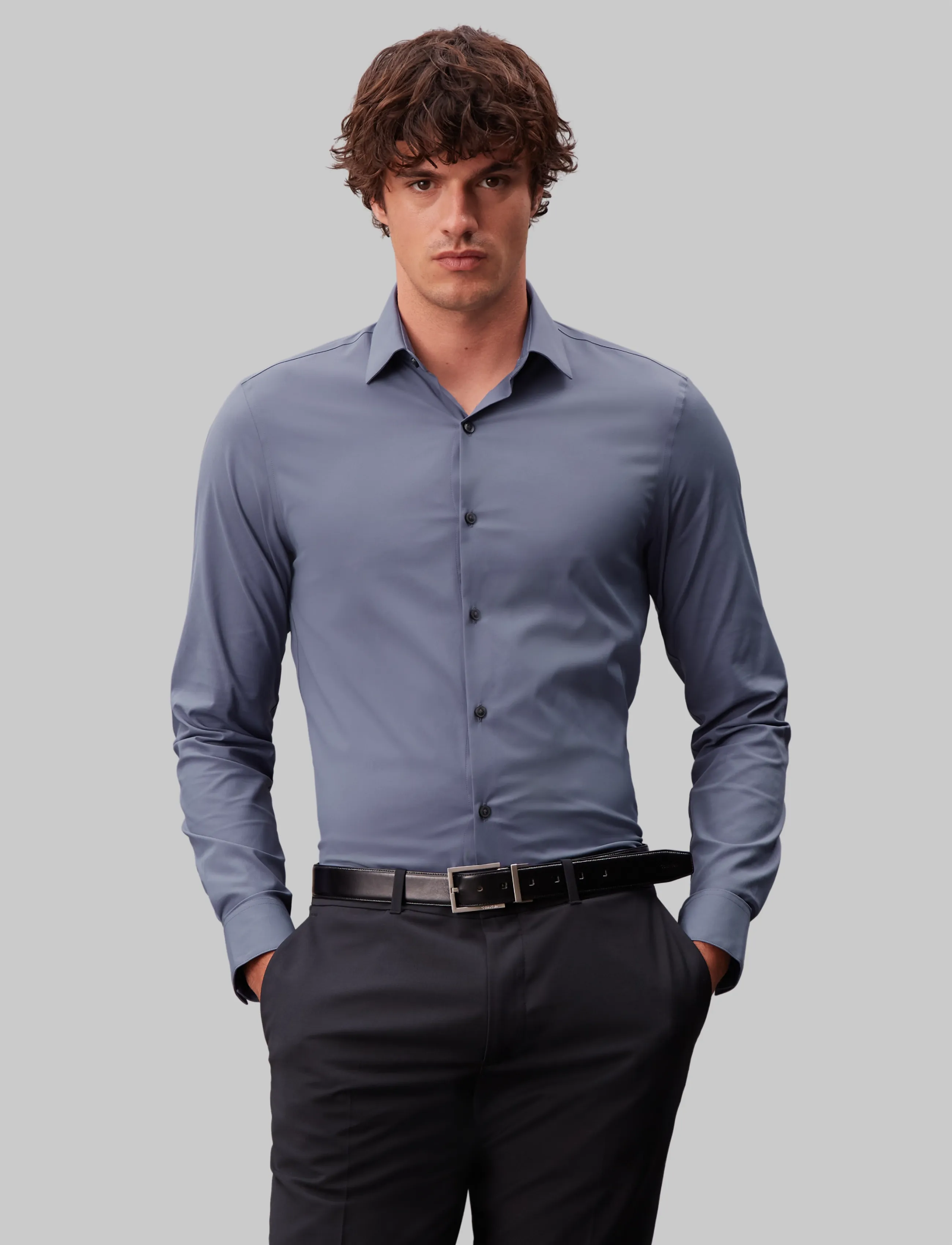 Calvin Klein - SLIM ACTV PERF STR SLD - formelle skjorter - deep navy - 5