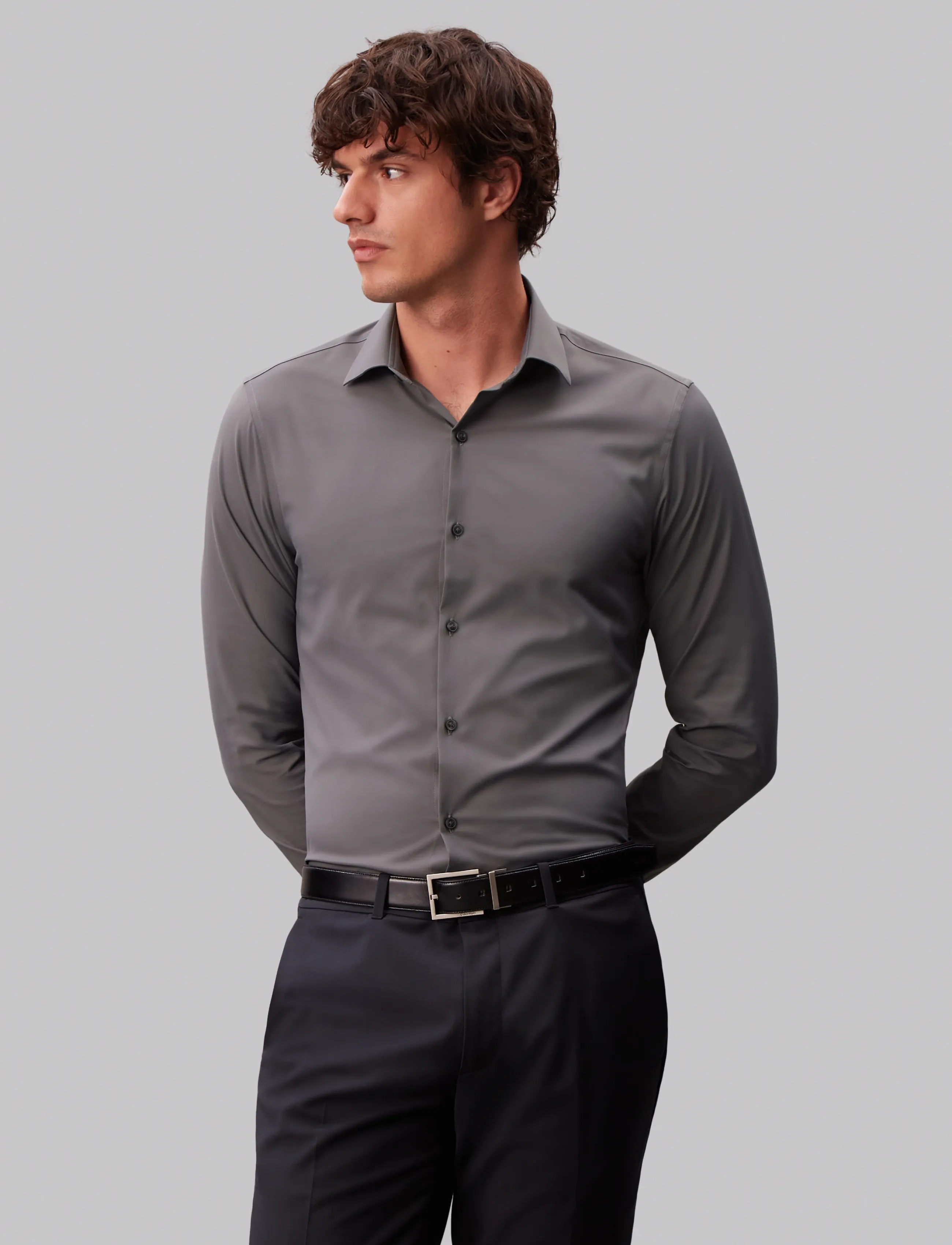 Calvin Klein - SLIM ACTV PERF STR SLD - kostymskjortor - magnet - 2