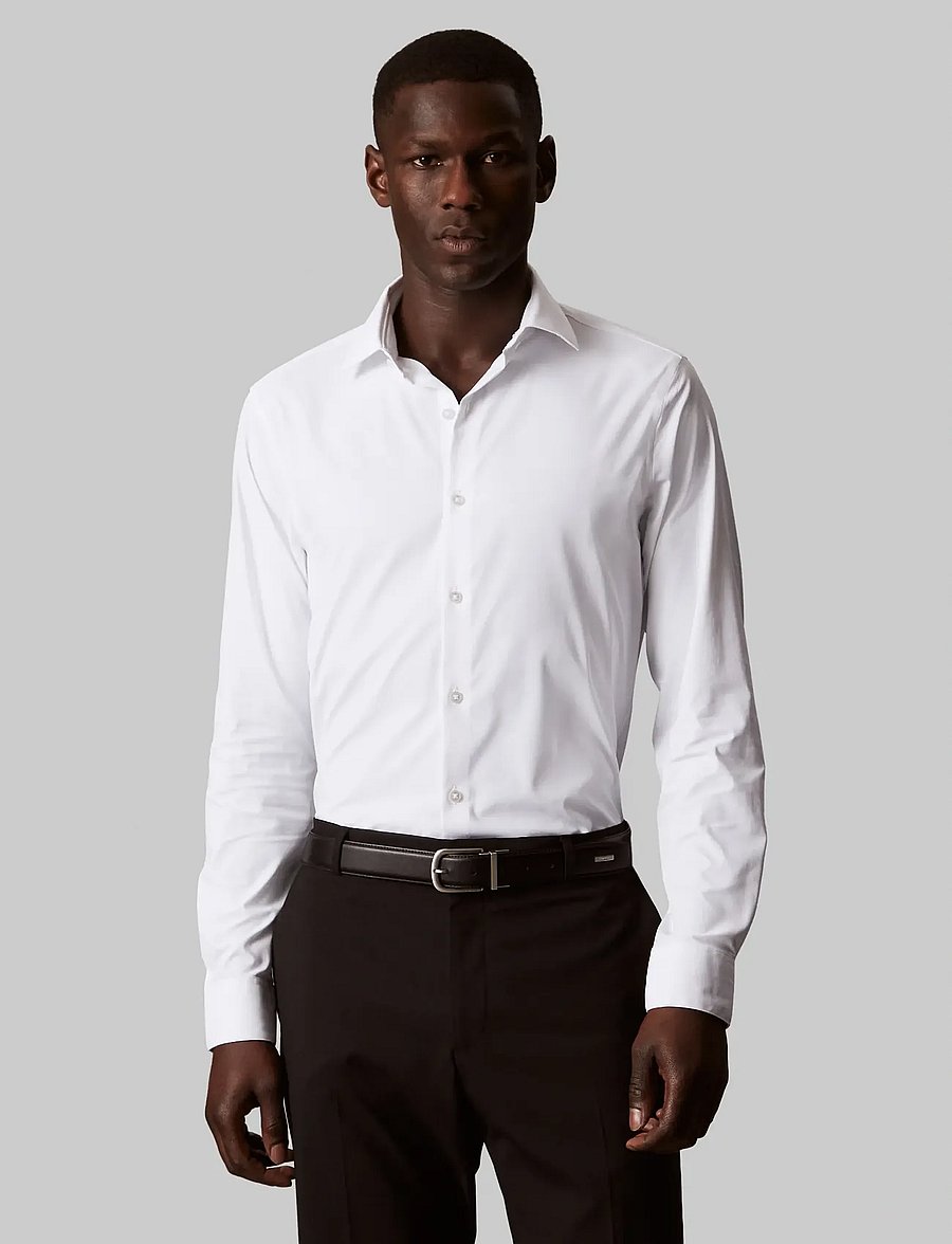 Calvin Klein - SLIM ACTV PERF STR SLD - kostymskjortor - white - 0