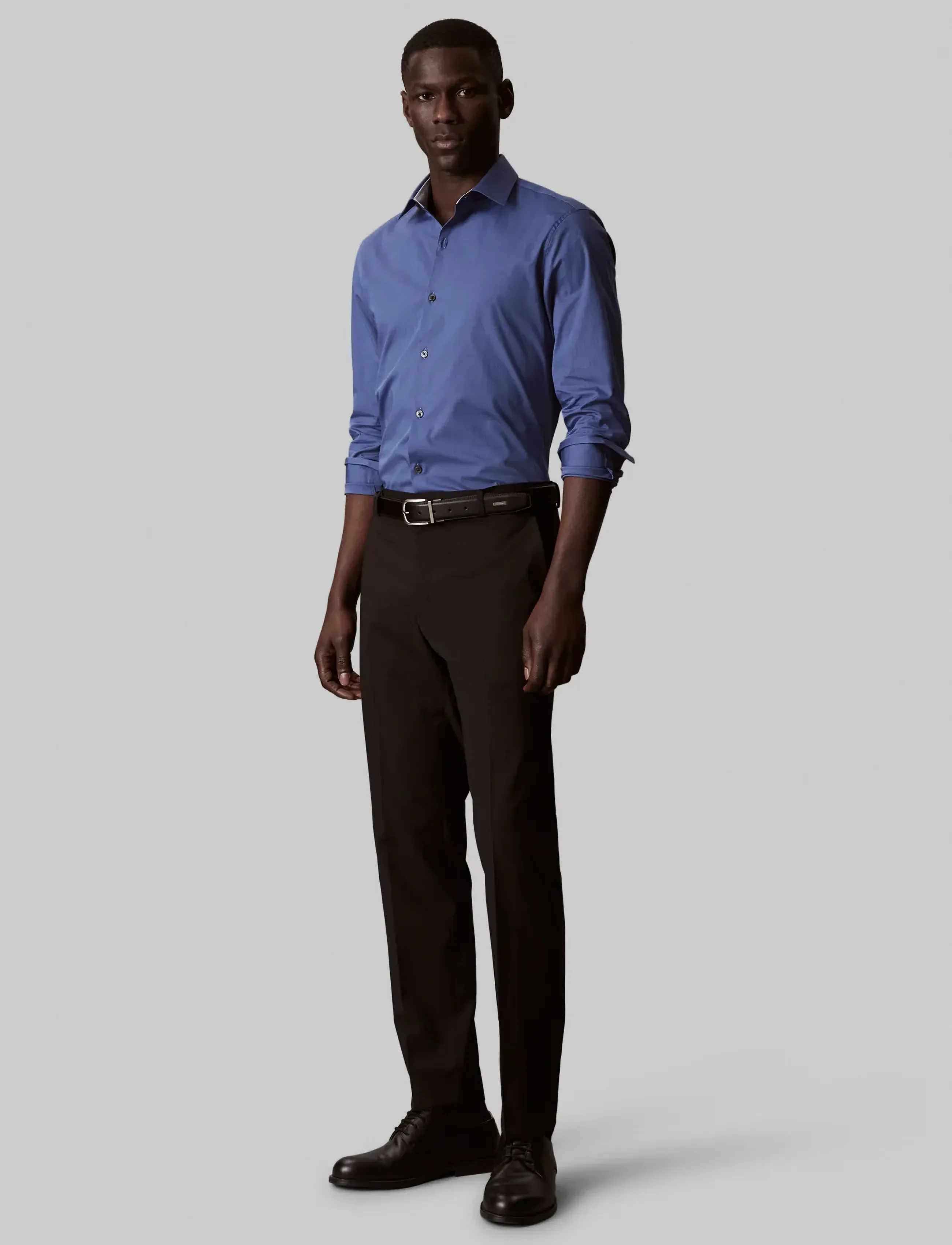 Calvin Klein - SLIM ESNTL POPLIN STR SLD - formelle hemden - medium blue - 2