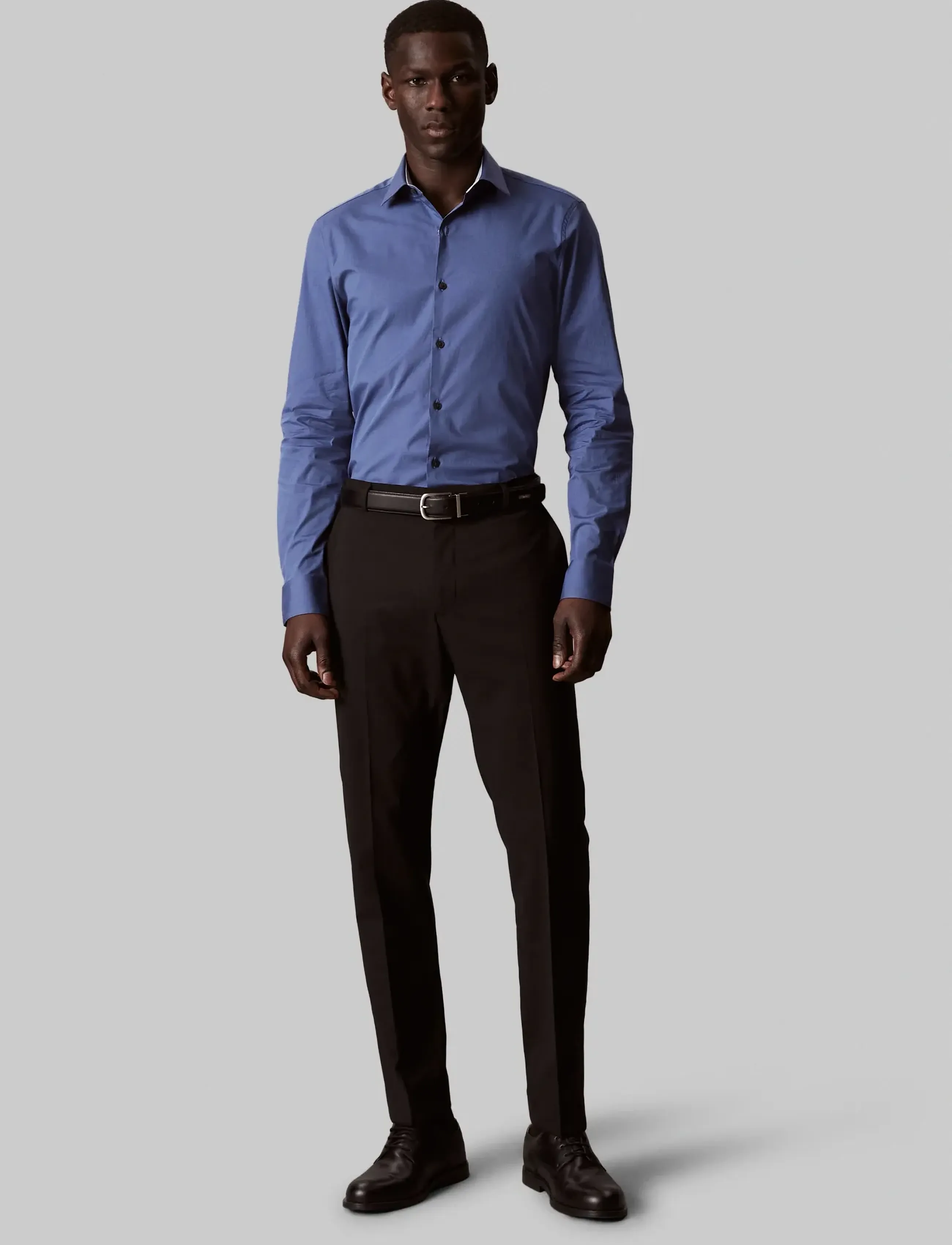 Calvin Klein - SLIM ESNTL POPLIN STR SLD - formelle hemden - medium blue - 4