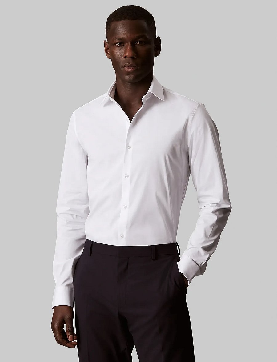 Calvin Klein - SLIM ESNTL POPLIN STR SLD - formal shirts - white - 0
