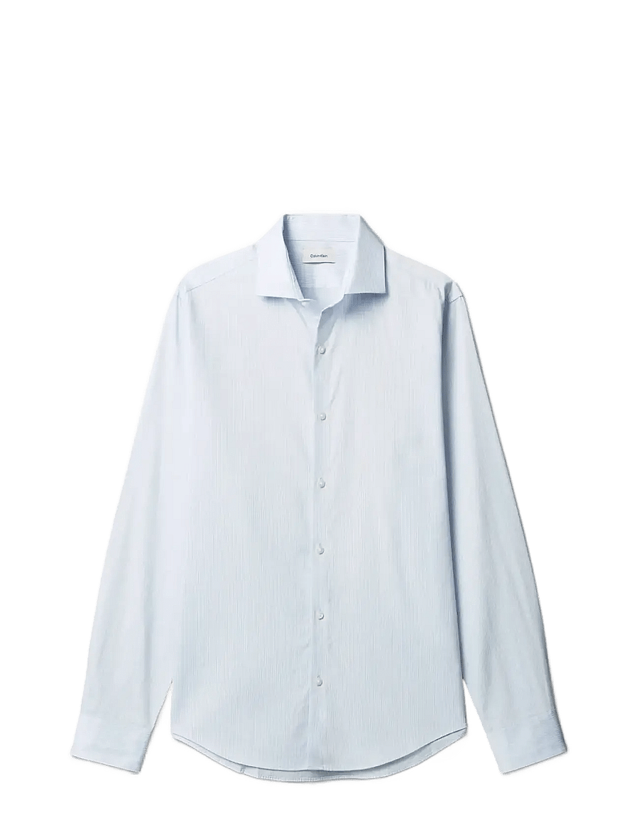 Calvin Klein - SLIM SFT WSHD STR STP - randiga skjortor - light blue - 1