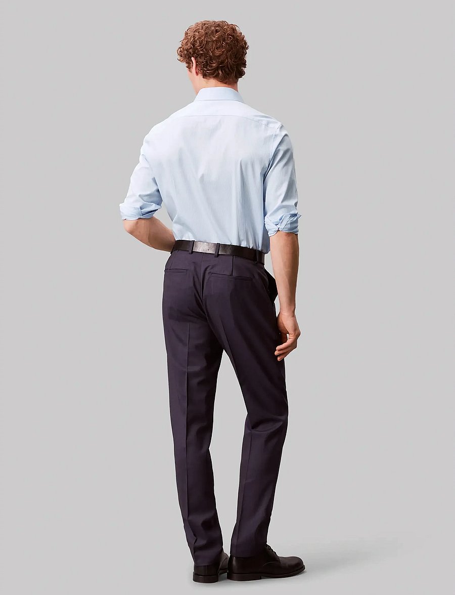 Calvin Klein - SLIM SFT WSHD STR STP - randiga skjortor - light blue - 3