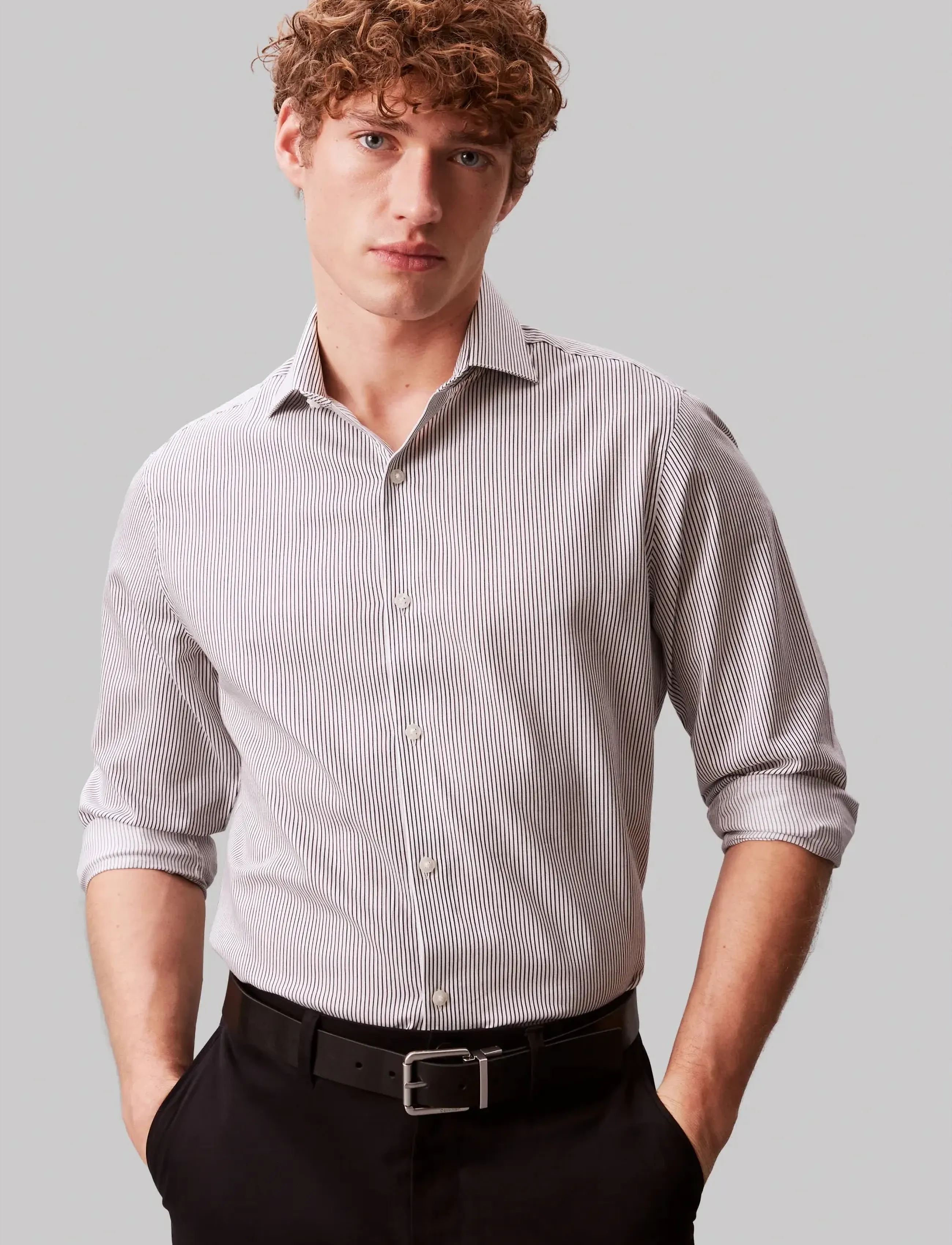 Calvin Klein SLIM SFT WSHD STR STP - Skjorter - NAVY / multi