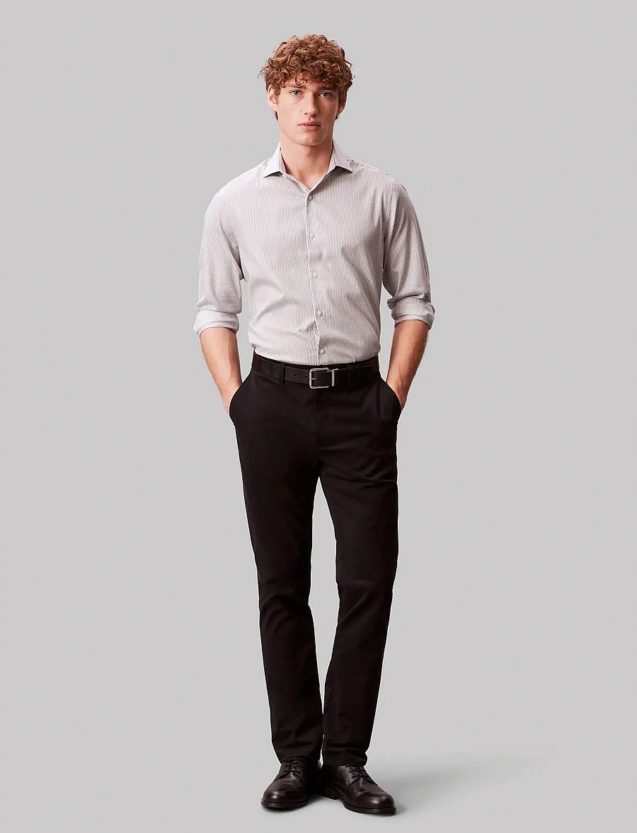 Calvin Klein - SLIM SFT WSHD STR STP - randiga skjortor - navy - 3