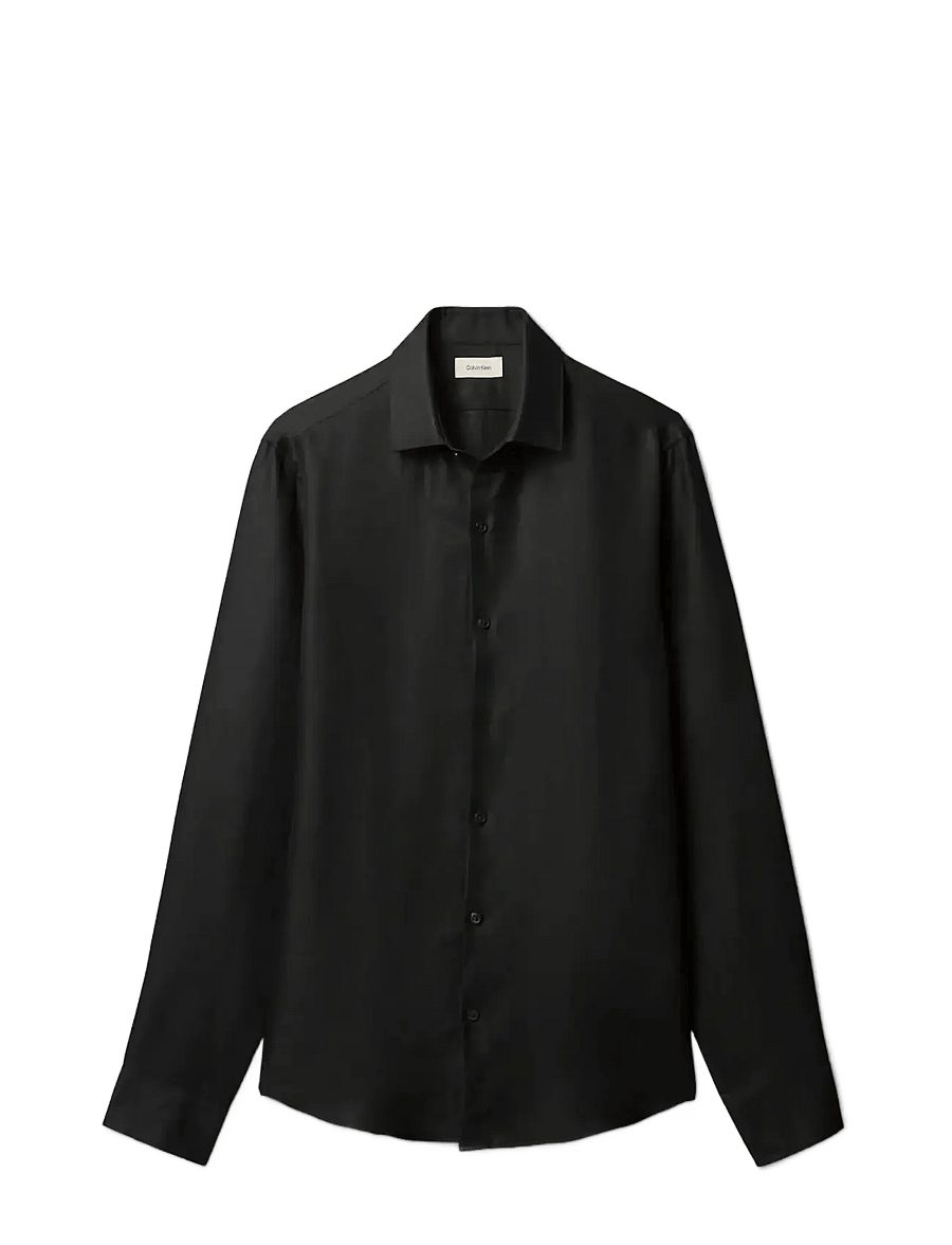 Calvin Klein - SLIM REF LINEN BLD SLD - formelle hemden - black - 1