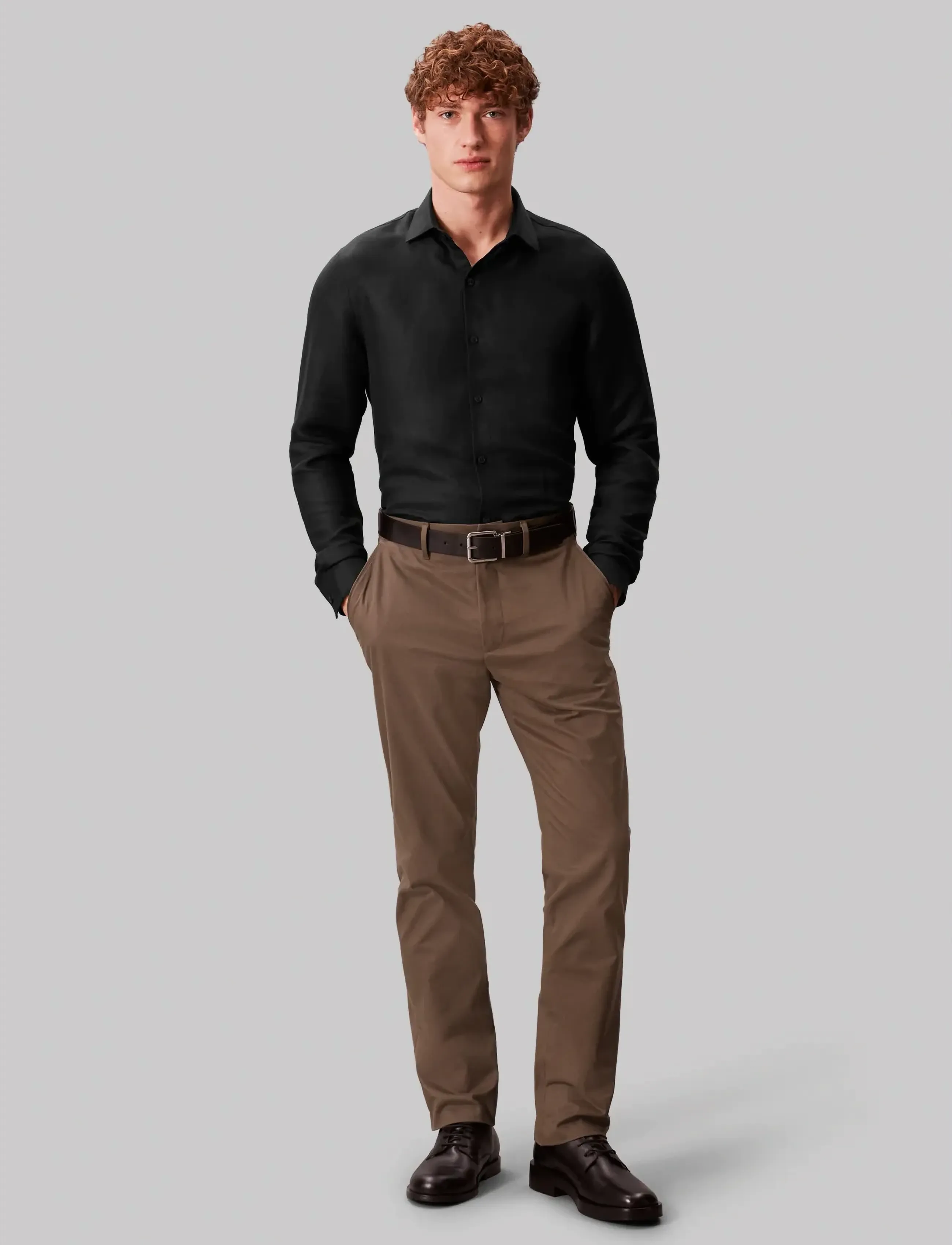 Calvin Klein - SLIM REF LINEN BLD SLD - pidulikud särgid - black - 4