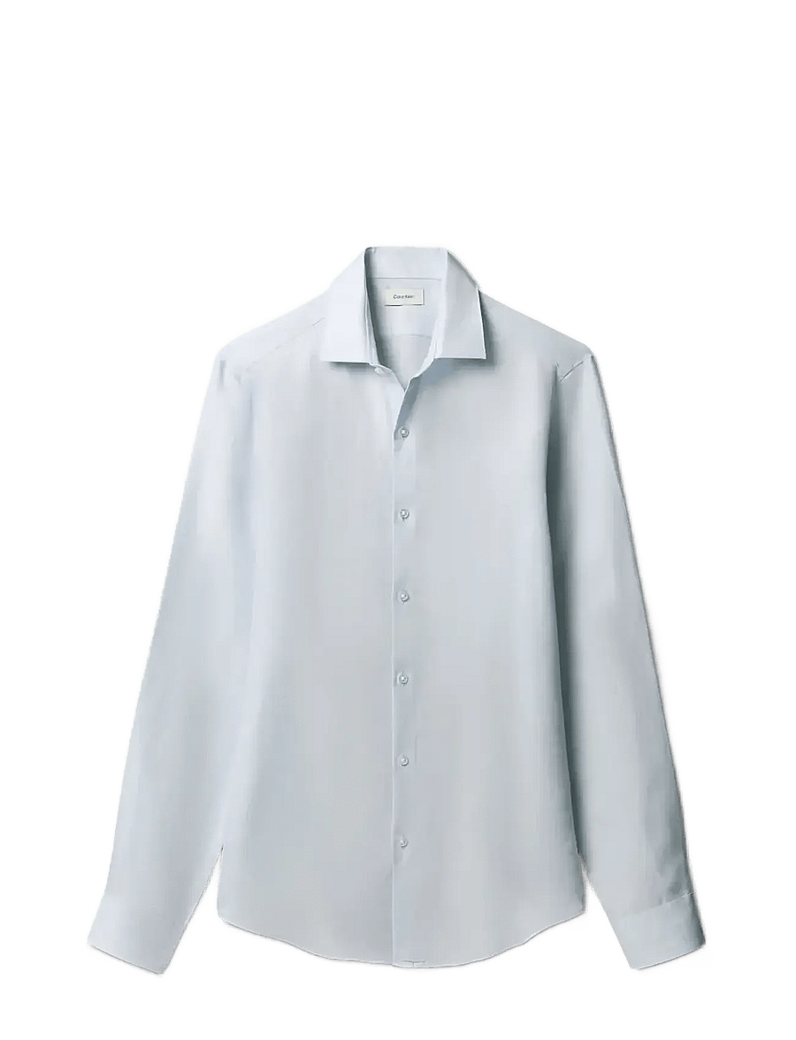 Calvin Klein - SLIM REF LINEN BLD SLD - kostymskjortor - blue - 1