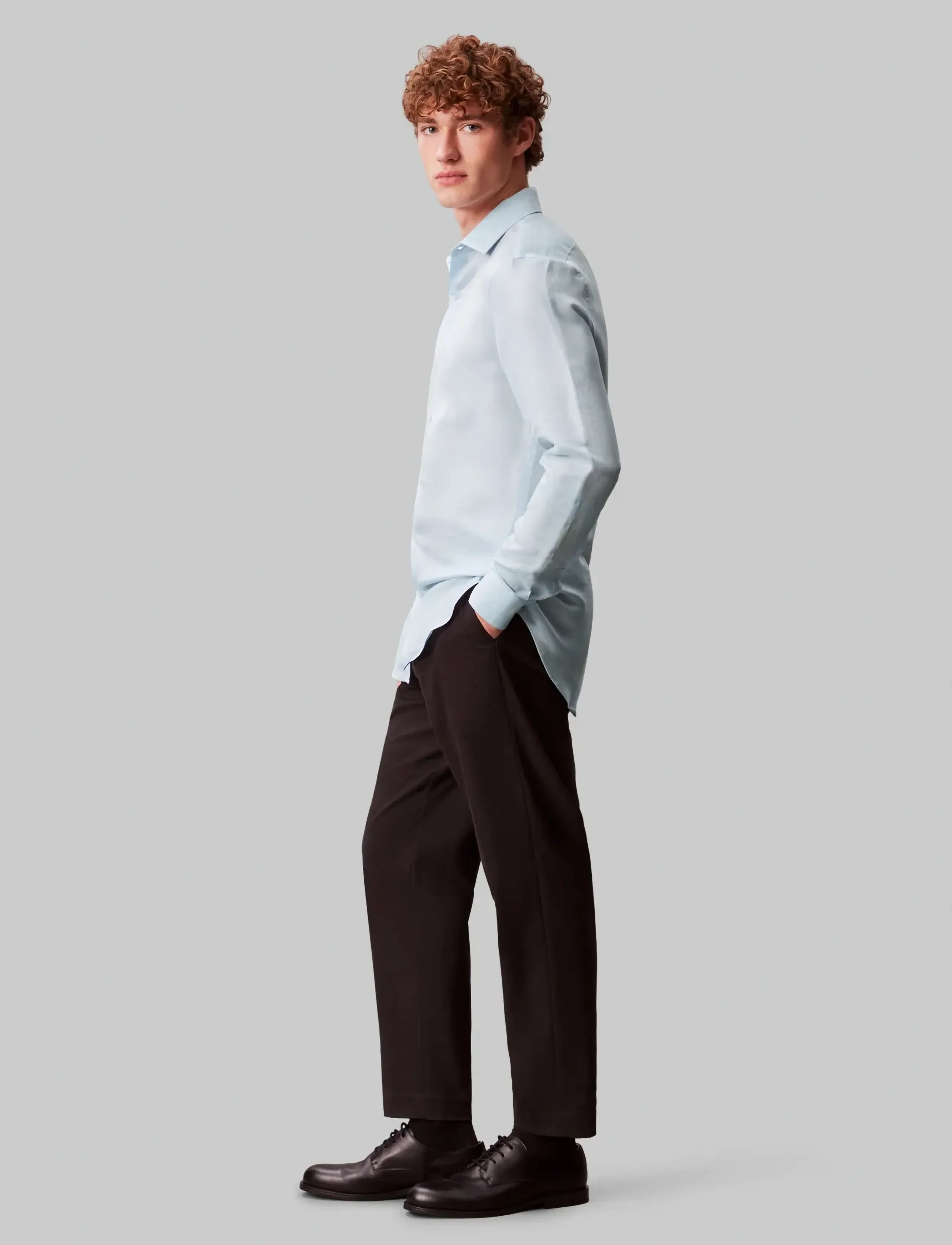 Calvin Klein - SLIM REF LINEN BLD SLD - kontorisärgid - blue - 2