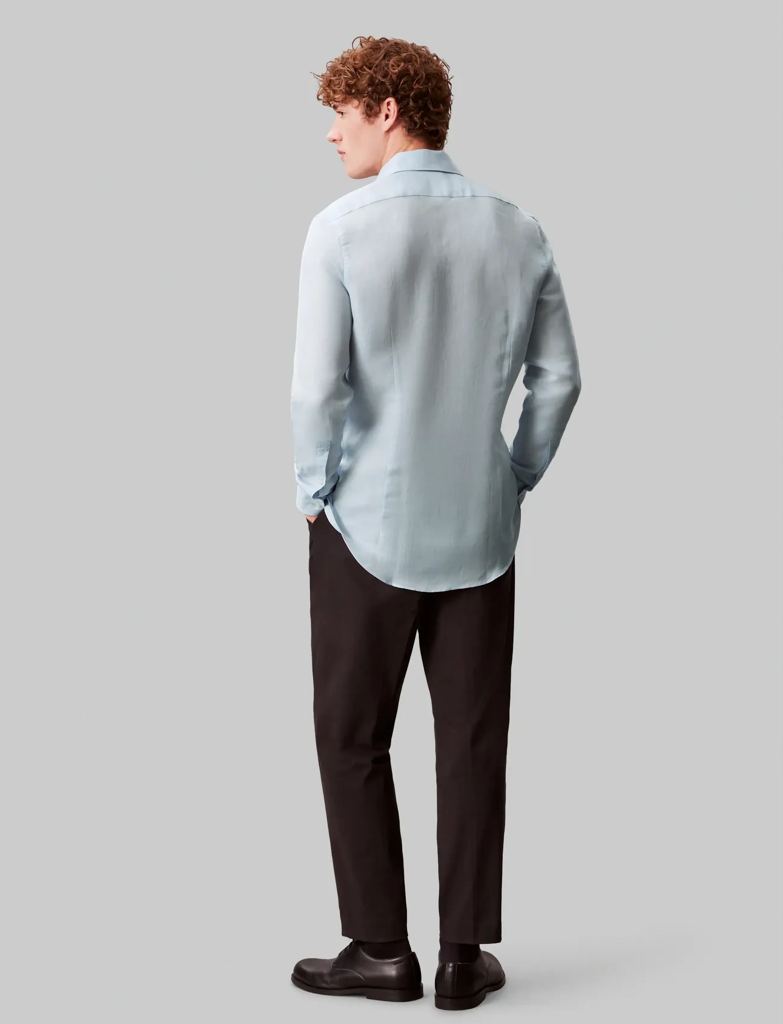 Calvin Klein - SLIM REF LINEN BLD SLD - kontorisärgid - blue - 3