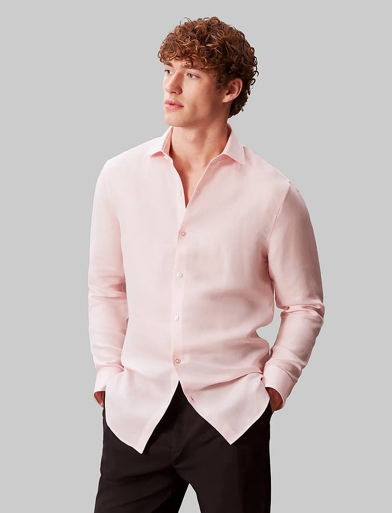 Calvin Klein - SLIM REF LINEN BLD SLD - pidulikud särgid - pink - 0