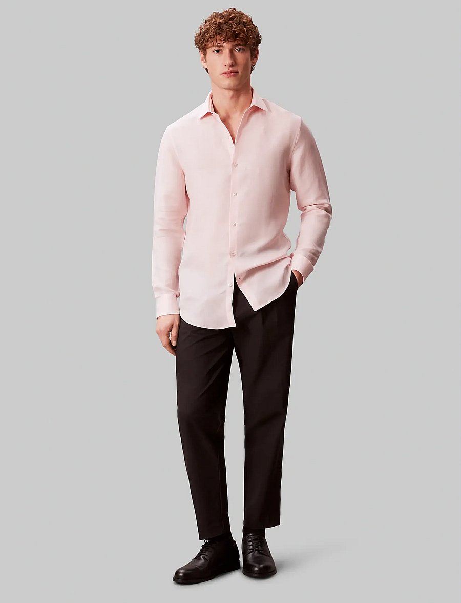 Calvin Klein - SLIM REF LINEN BLD SLD - formelle hemden - pink - 4