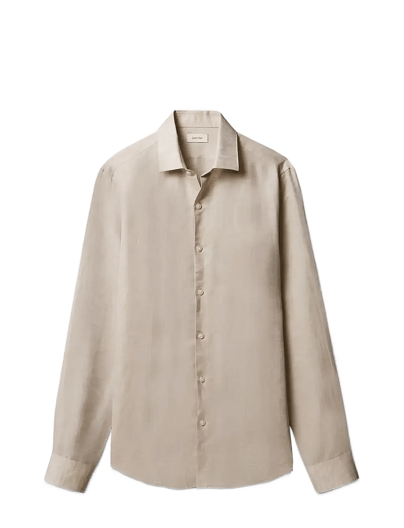 Calvin Klein - SLIM REF LINEN BLD SLD - pidulikud särgid - taupe - 1