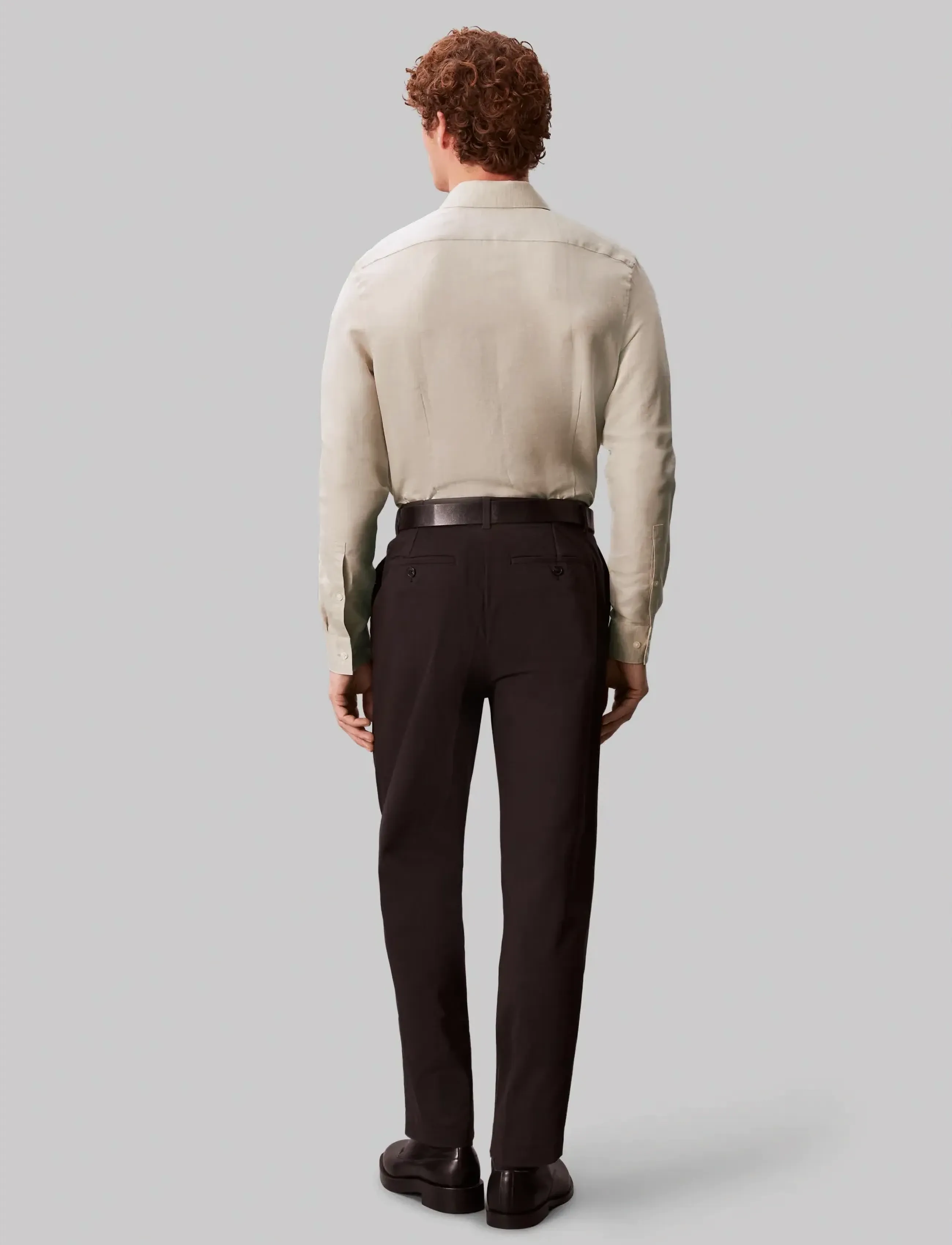 Calvin Klein - SLIM REF LINEN BLD SLD - kostymskjortor - taupe - 2