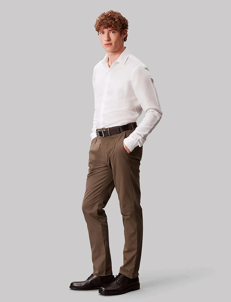 Calvin Klein - SLIM REF LINEN BLD SLD - kostymskjortor - white - 2