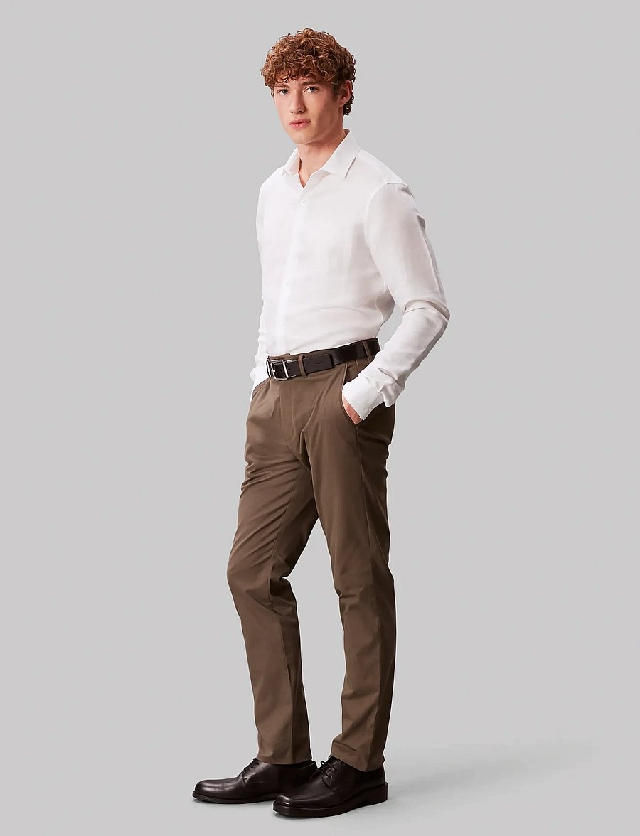 Calvin Klein - SLIM REF LINEN BLD SLD - formelle hemden - white - 2