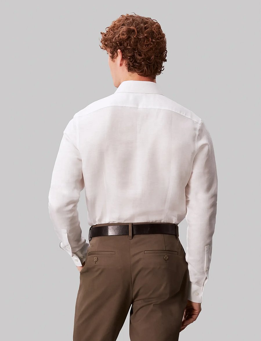 Calvin Klein - SLIM REF LINEN BLD SLD - formelle hemden - white - 3